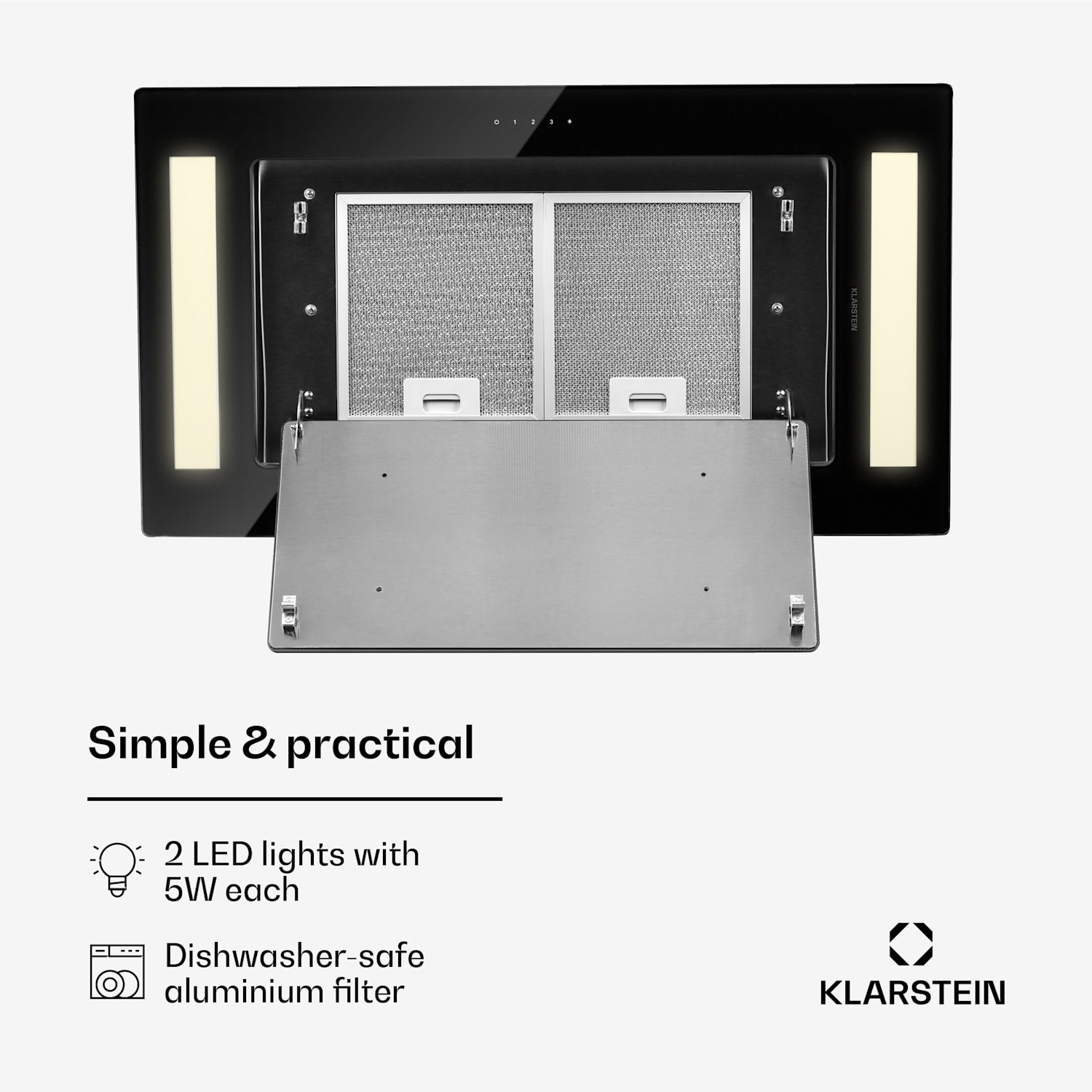 Remy ceiling hood 90 cm 619 m³/h 230W 3 levels remote control Without replacement filter | Black