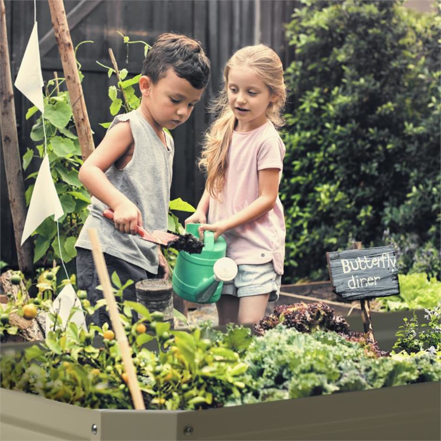 High Grow Straight Potager surélevé 180 x 60x 90cm 970 l acier beige 180 x 90 x 60 cm | Crème