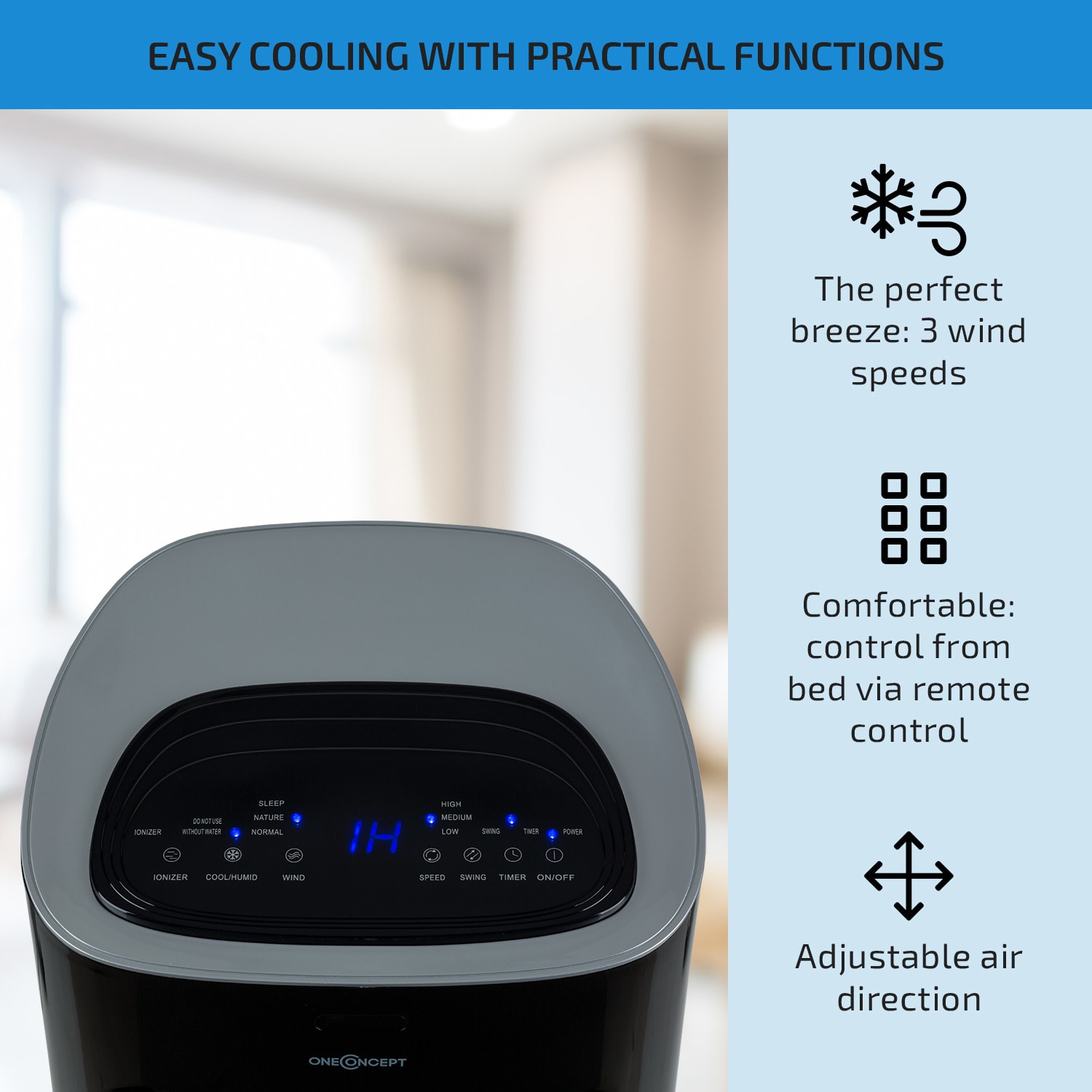 Coolster 4-in-1-Luftkühler 320 m³/h 60 W 4 Ltr Fernbedienung mobil 