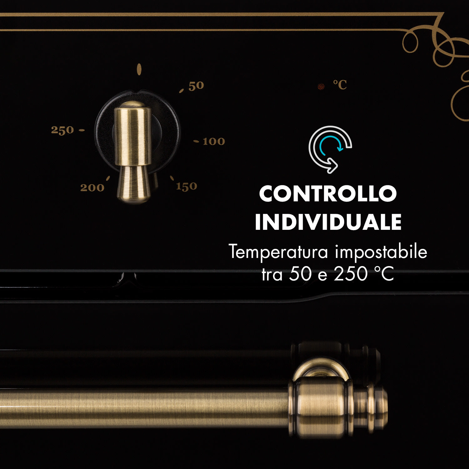 Victoria Forno da Incasso Design Retrò 9 Funzioni  50-250°C Nero Nero