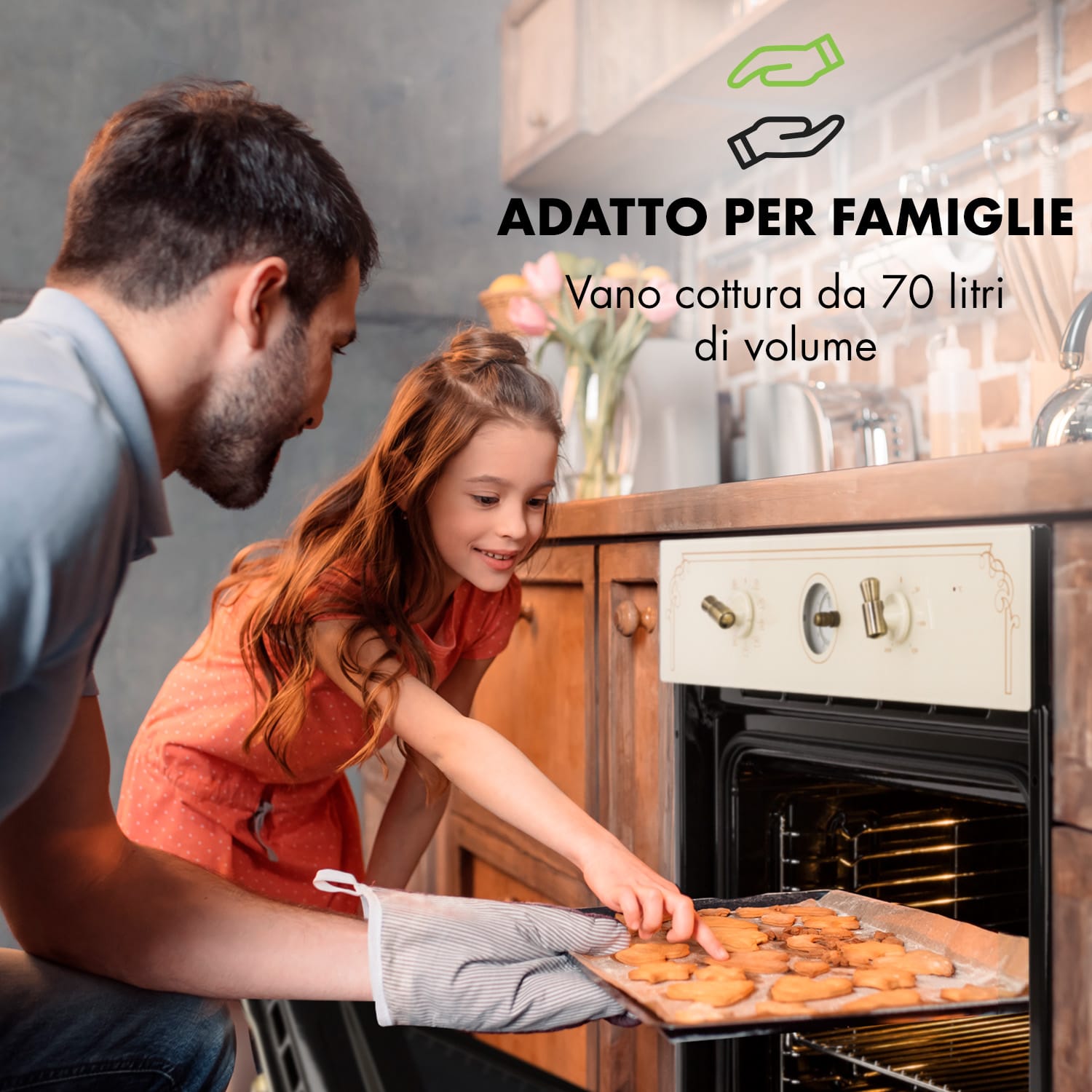 Victoria Forno da Incasso Design Retrò 9 Funzioni  50-250°C Avorio Crema vintage