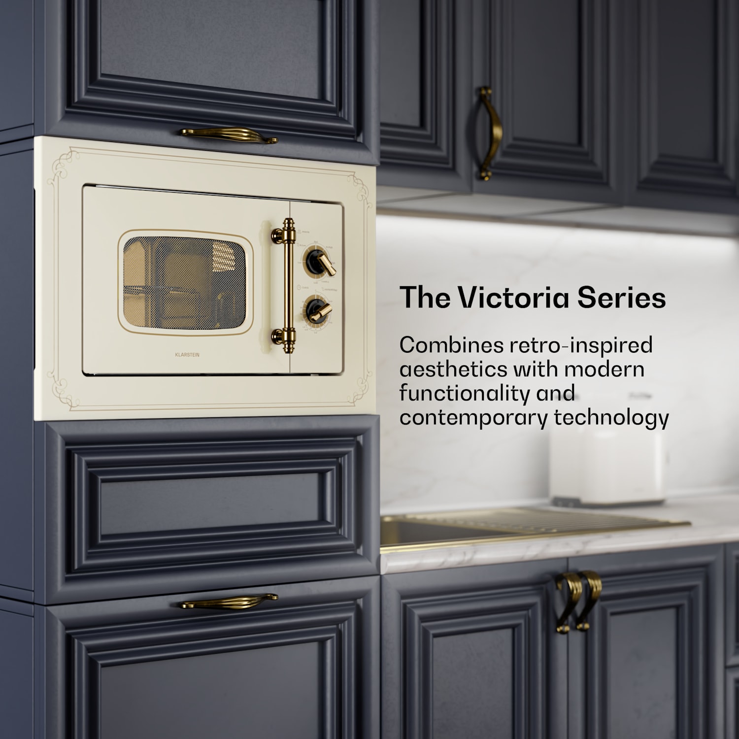 Victoria 20 built-in microwave, 20 l, 800 W, grill: 1000 W, ivory Vintage Cream