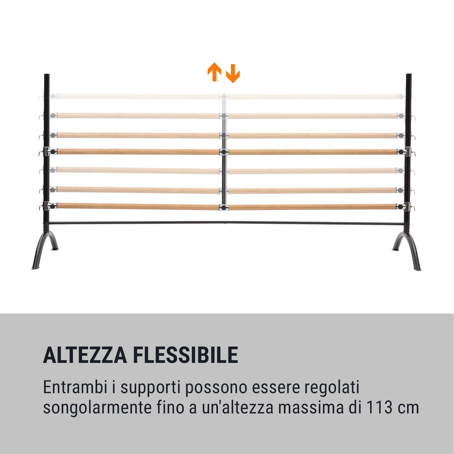 Barre Anna Sbarra da Balletto, Indipendente, 220 x 113 cm, 2 x 38mm Ø 220 | Nero