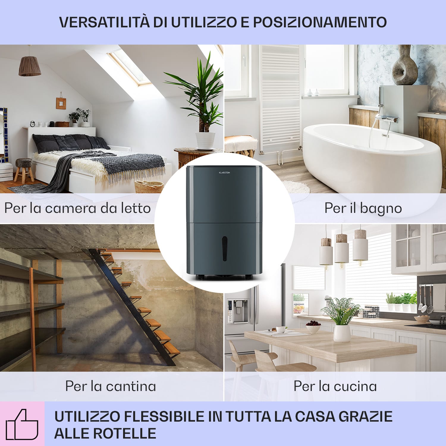 DryFy20 Deumidificatore 420W 20l/d 230m³/h 40-50m² DrySelect 45dB antracite 20l/24h | Antracite