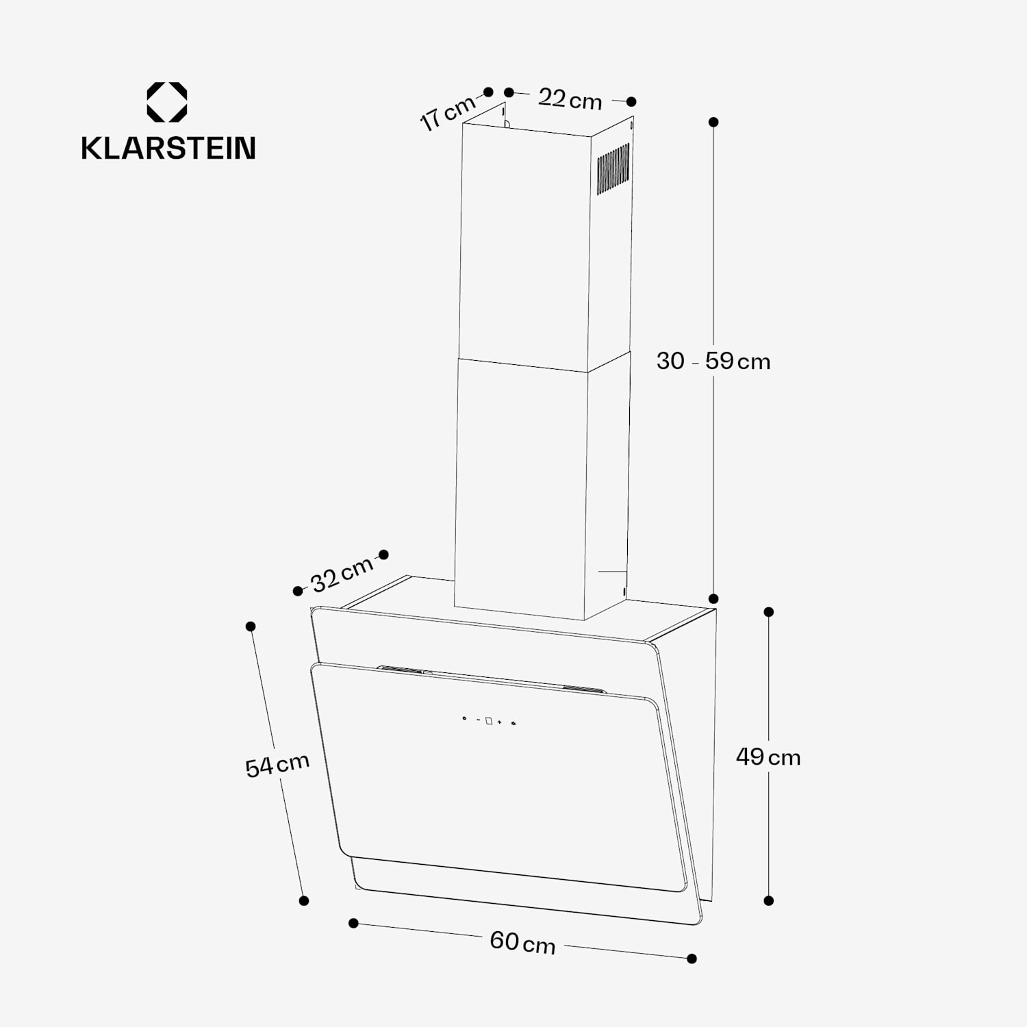 Klarstein Aurica 60 Dunstabzugshaube 60cm 600 m³/h LED Touch Glas weiß 