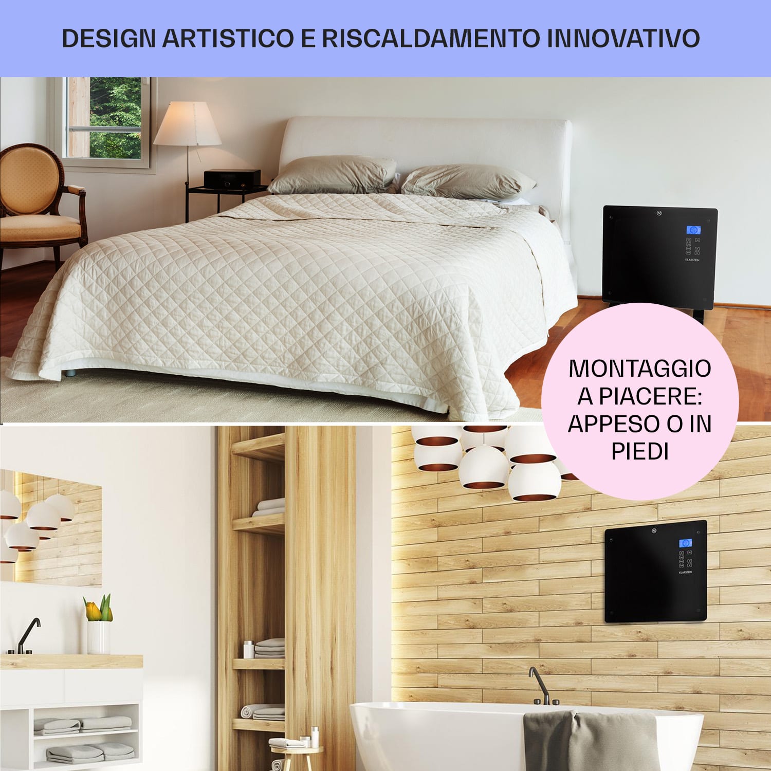 Norderney Termoconvettore Termostato Timer 1000W 20m² nero 1000 W | Nero