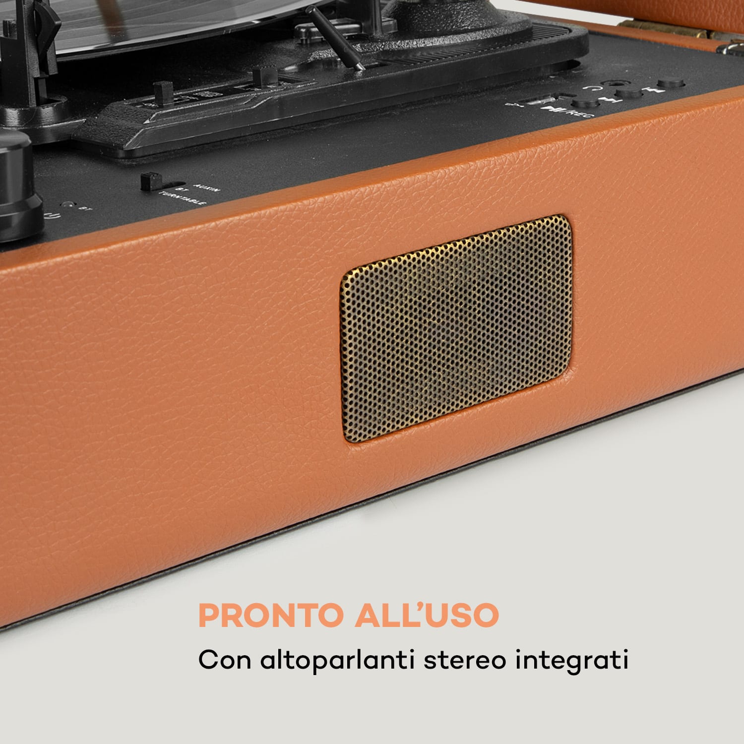 Giradischi BT USB auna Jerry Lee BT registrazione e riproduzione marrone 