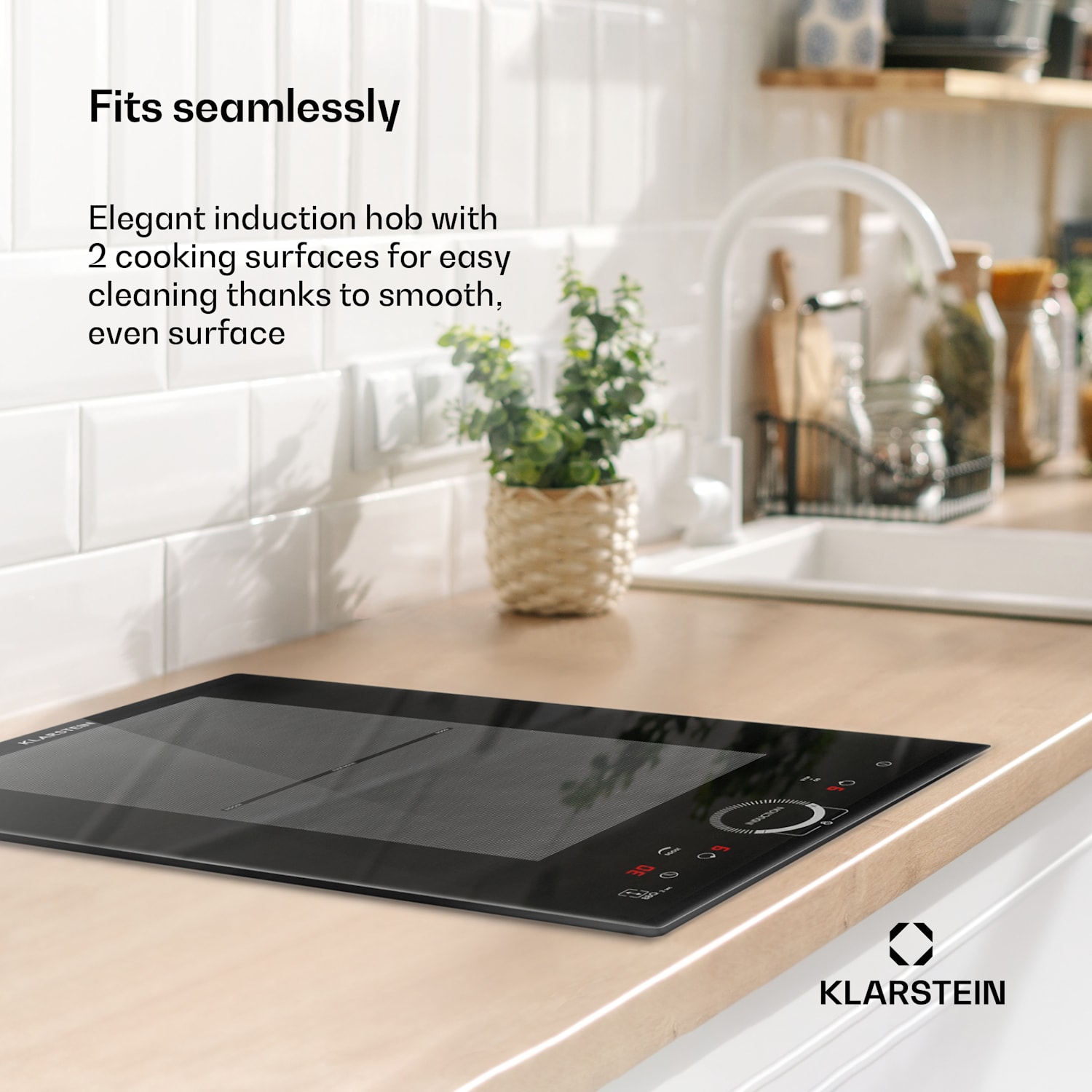 Delicatessa Slim Domino Placa de Indução 3500W Temporizador Preta 2 | Vidro Preto