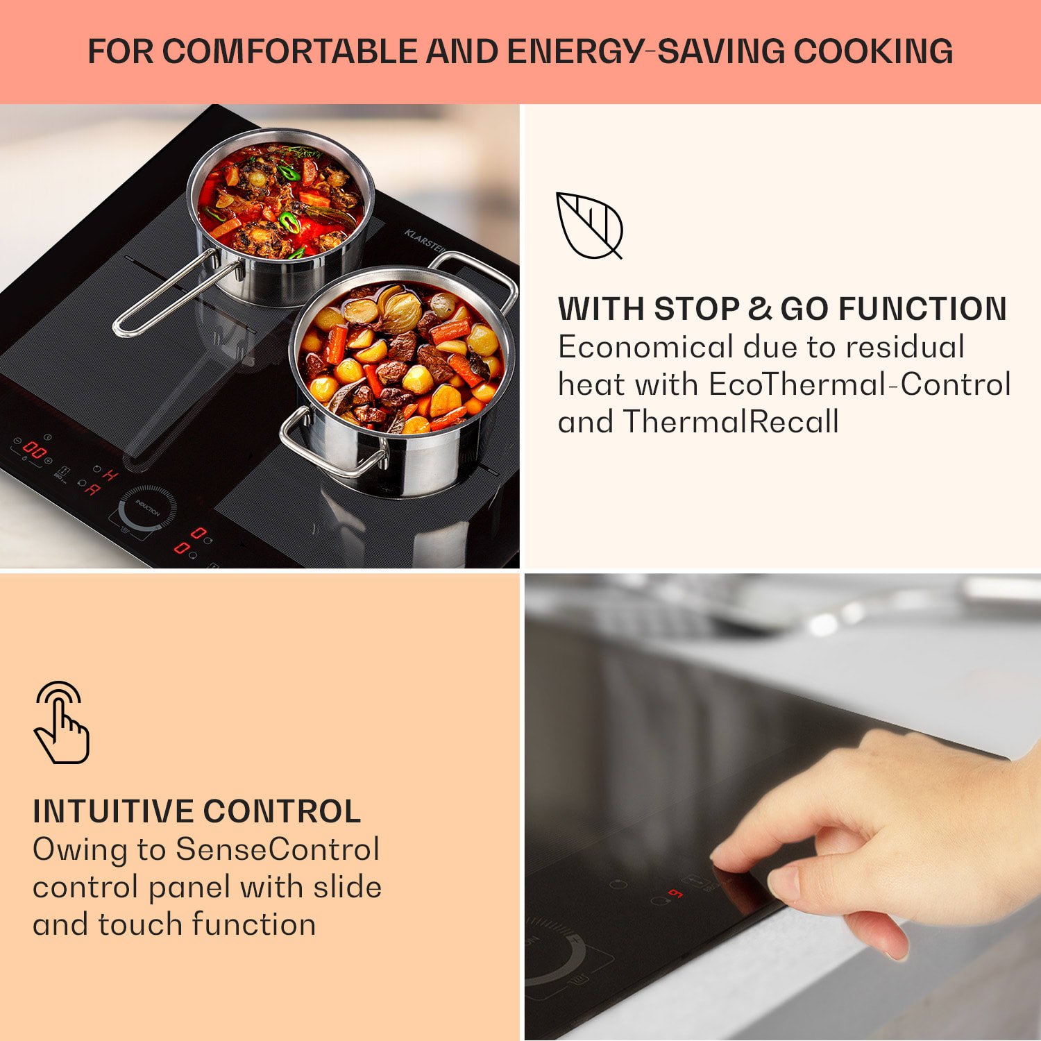 Delicatessa 60 built-in hob induction 4 zones 7000 W glass ceramic Black Glass