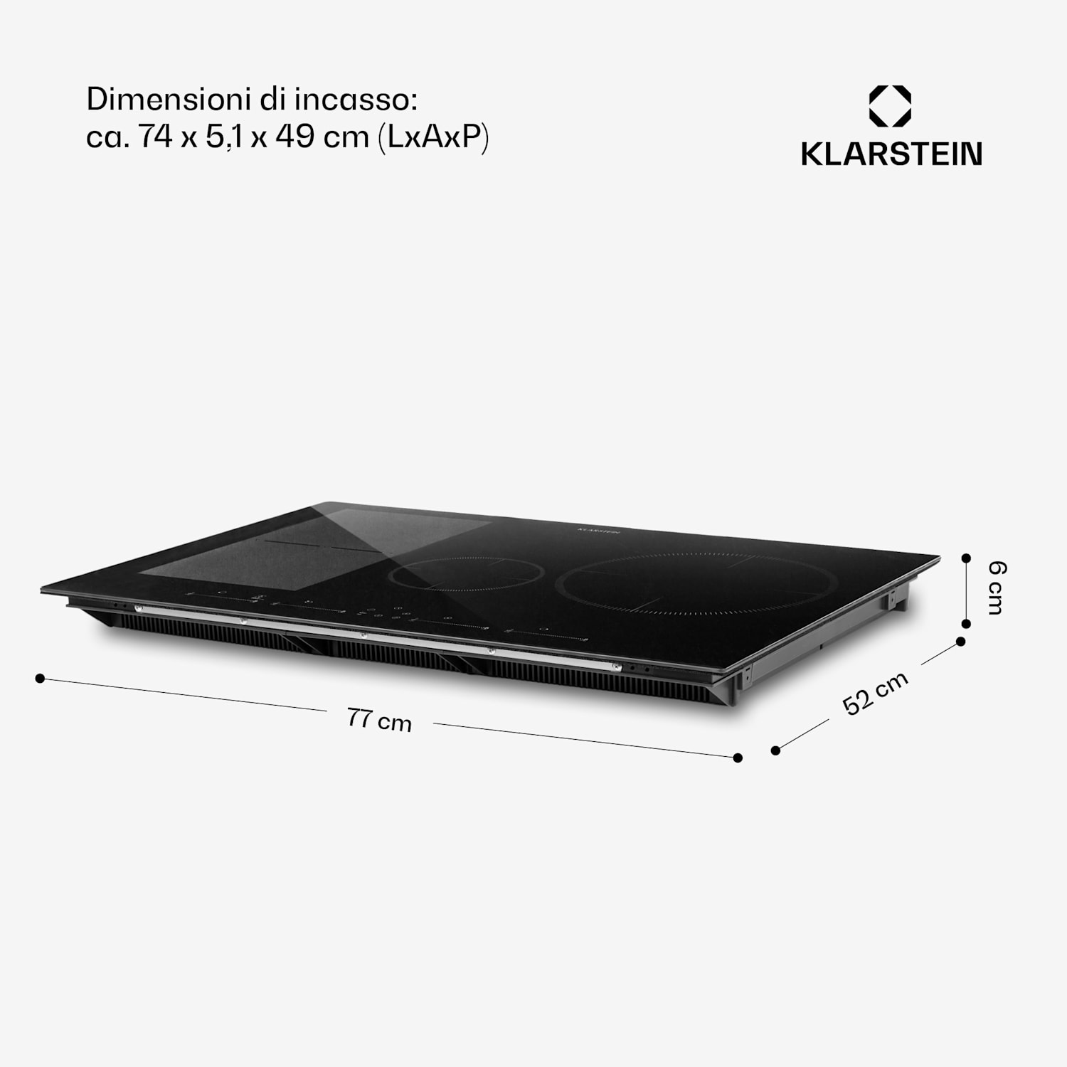 Delicatessa 77 Hybrid - Piano cottura a induzione da incasso, autonomo, 4 zone, 7000 W, vetroceramica 4 (2x rettangolari, 1x rotondo da 28 cm, 1x rotondo da 16 cm)