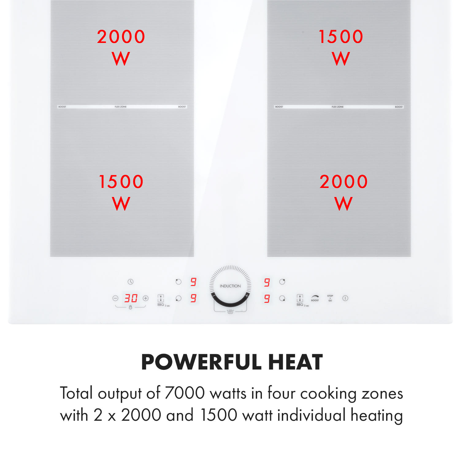 Delicatessa 60 Induction Hob 4 Zones 7000W Timer White White Glass