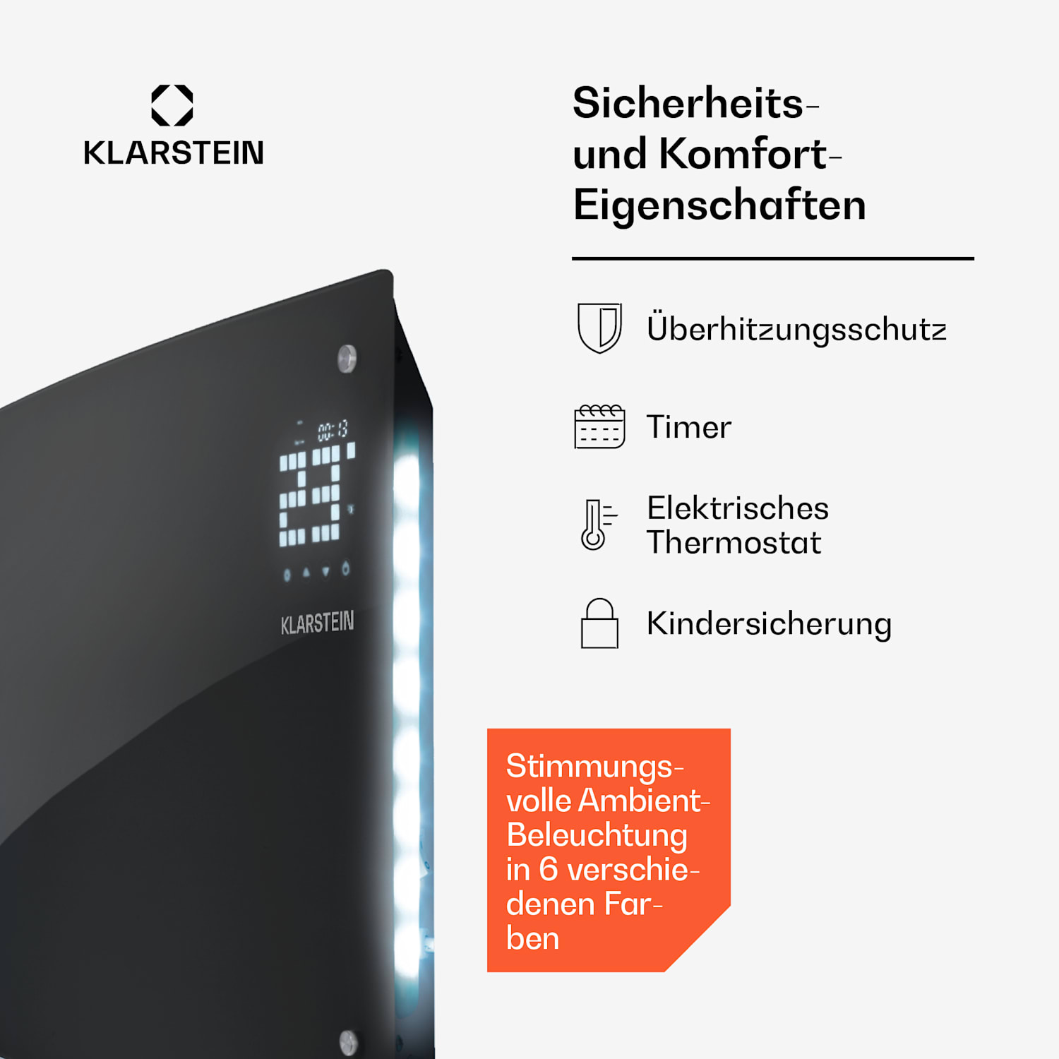 Bornholm Curved Ambient - Stufa a convezione, 1000/2000 W 