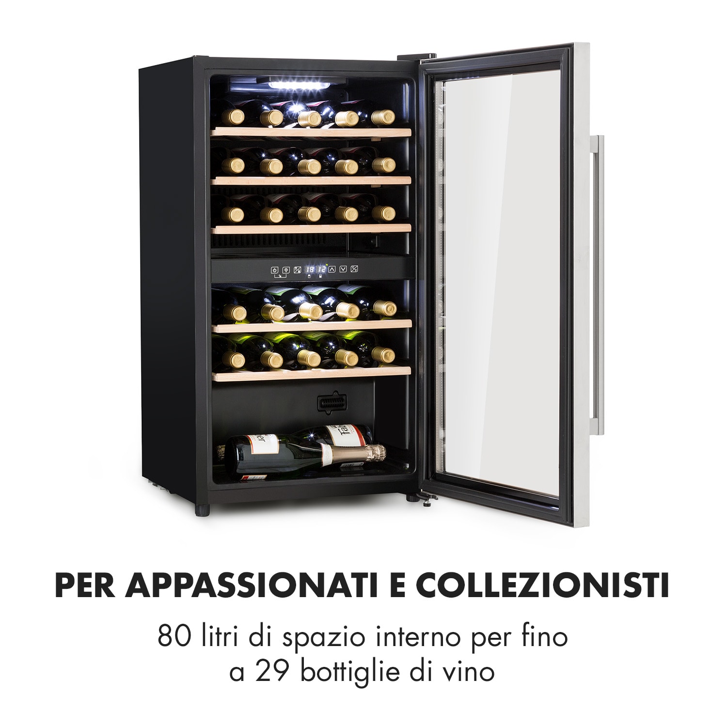 Vinamour 29 Duo - Frigorifero per vini, 2 zone, 80 L/29 bottiglie, 5-22°C,  touch 