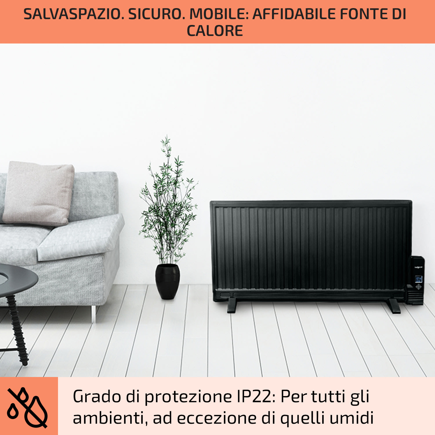 Wallander Stufa a Olio 1000W Termostato Ultrapiatto nero 1000 W | Nero