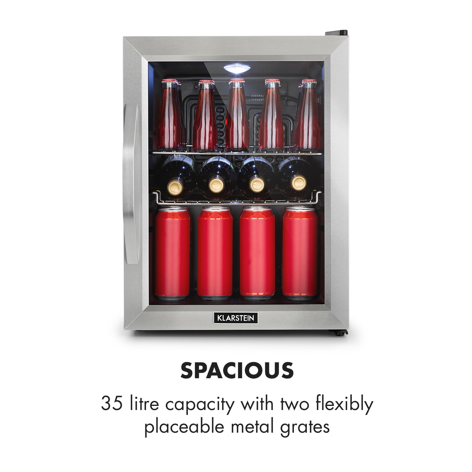Beersafe M, hladnjak, C, LED, 2 metalne rešetkaste police, staklena vrata, crni 