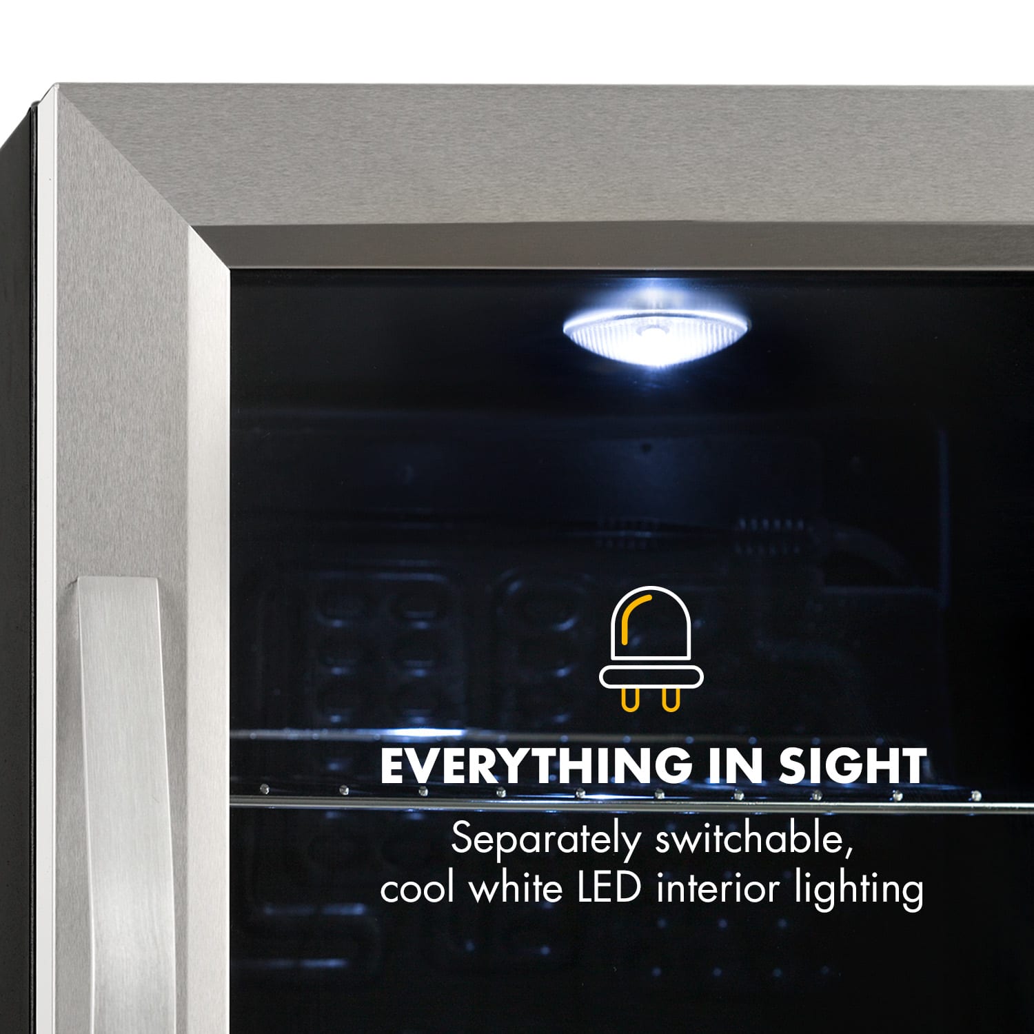Beersafe M, hladnjak, C, LED, 2 metalne rešetkaste police, staklena vrata, crni 