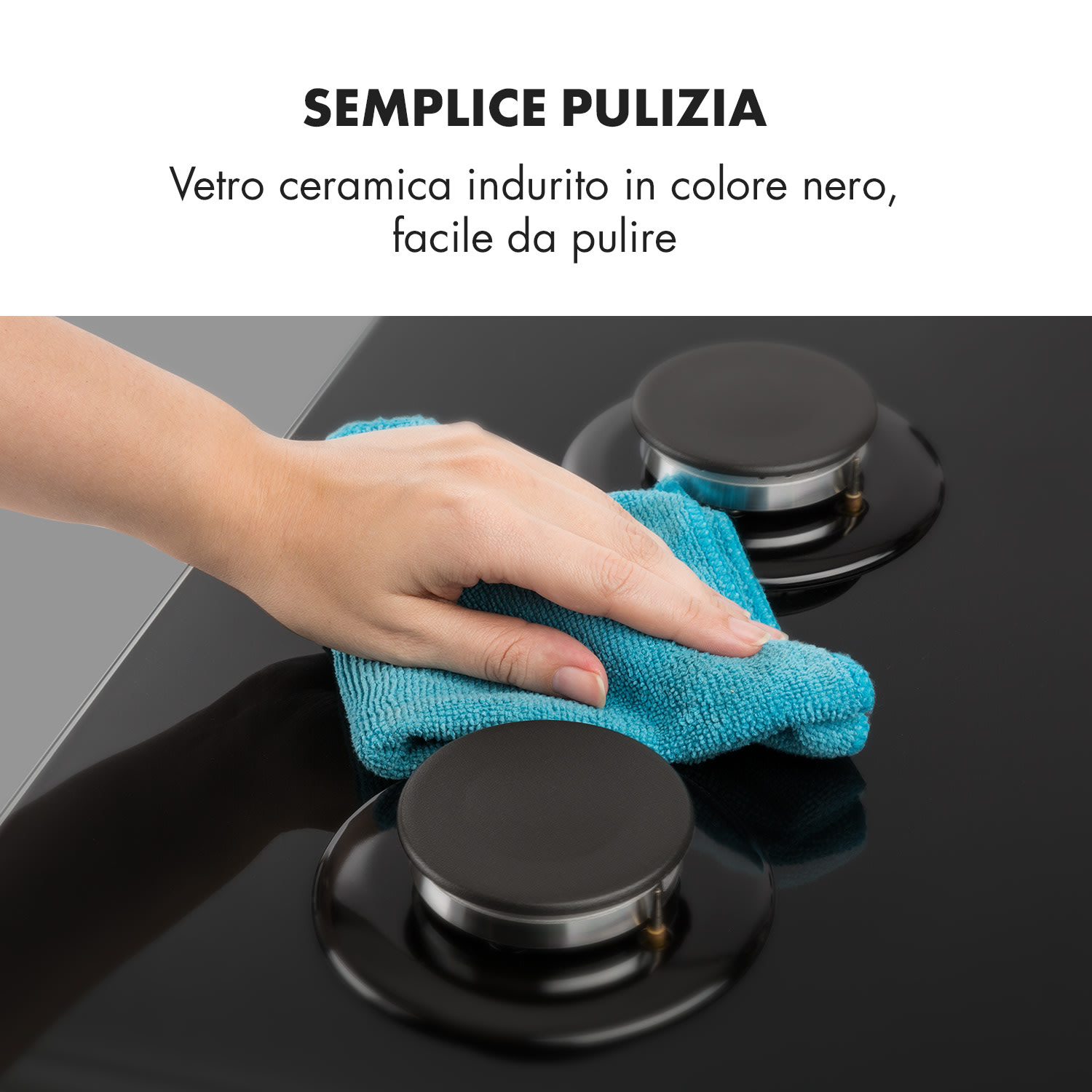 Ignito Domino Piano cottura a gas a due fuochi bruciatori vetroceramica nero 2 | Nero trasparente