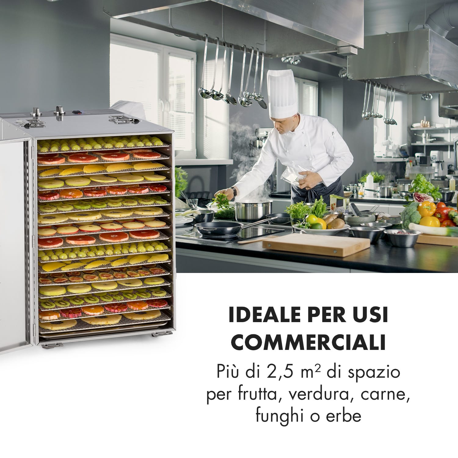 Master Jerky 16 Essiccatore 1500W 40-90 °C timer 15h acciaio inox arge 16 scomparti