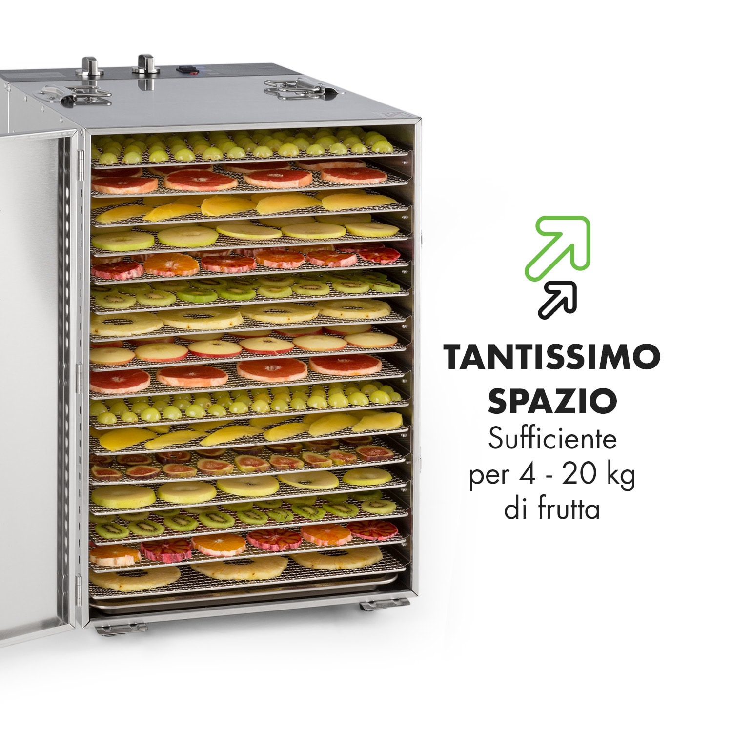 Master Jerky 16 Essiccatore 1500W 40-90 °C timer 15h acciaio inox arge 16 scomparti