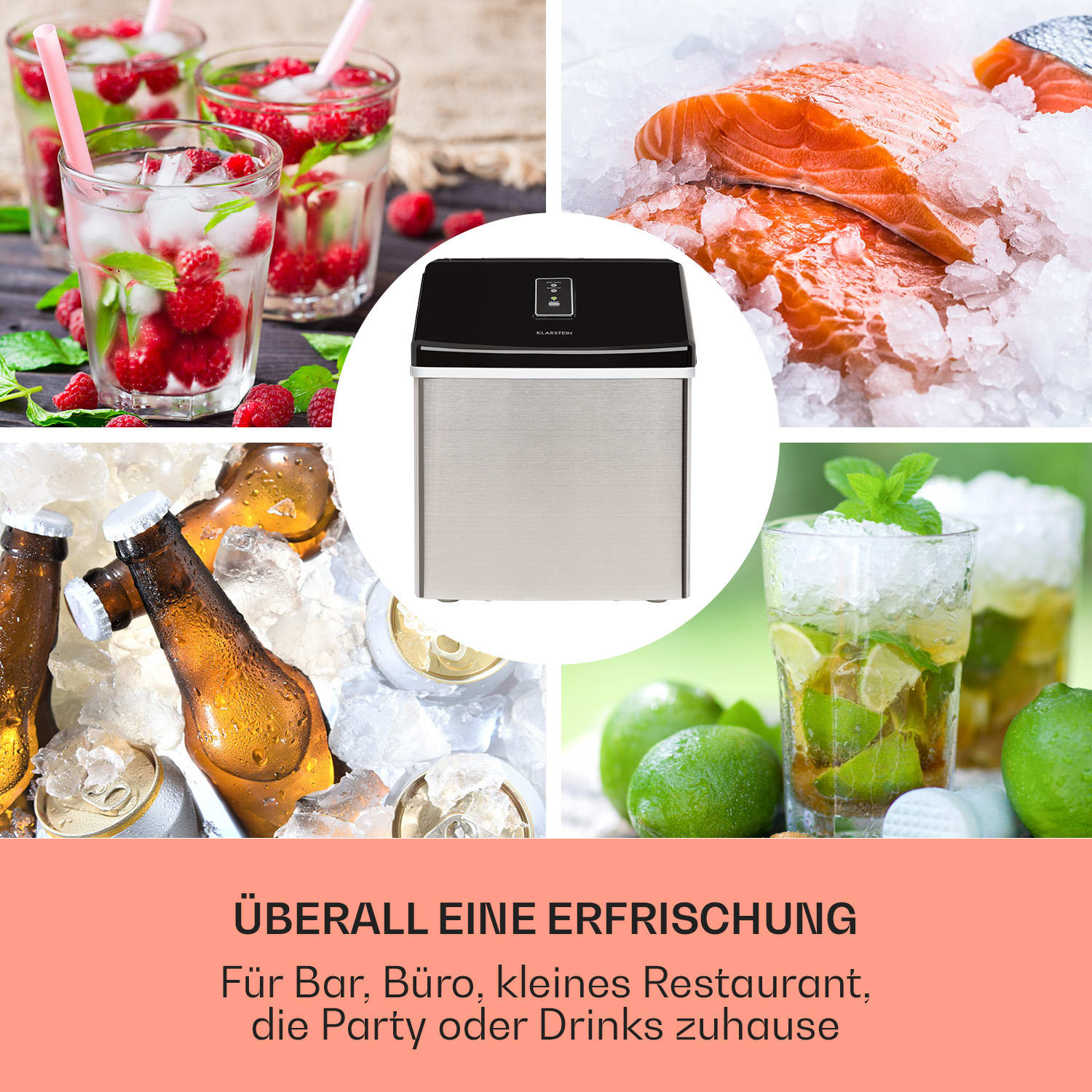 Clearcube Eiswürfelmaschine Klareis 13kg/24h Edelstahl schwarz Edelstahl