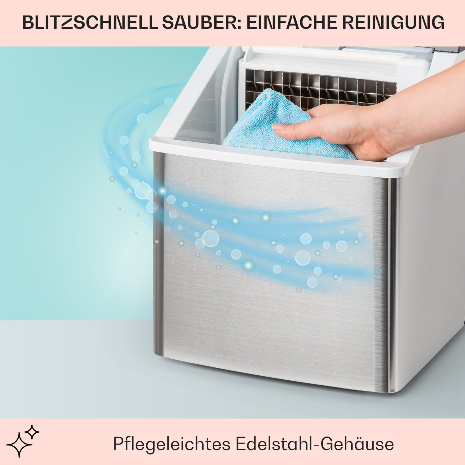 Clearcube Eiswürfelmaschine Klareis 13kg/24h Edelstahl schwarz Edelstahl