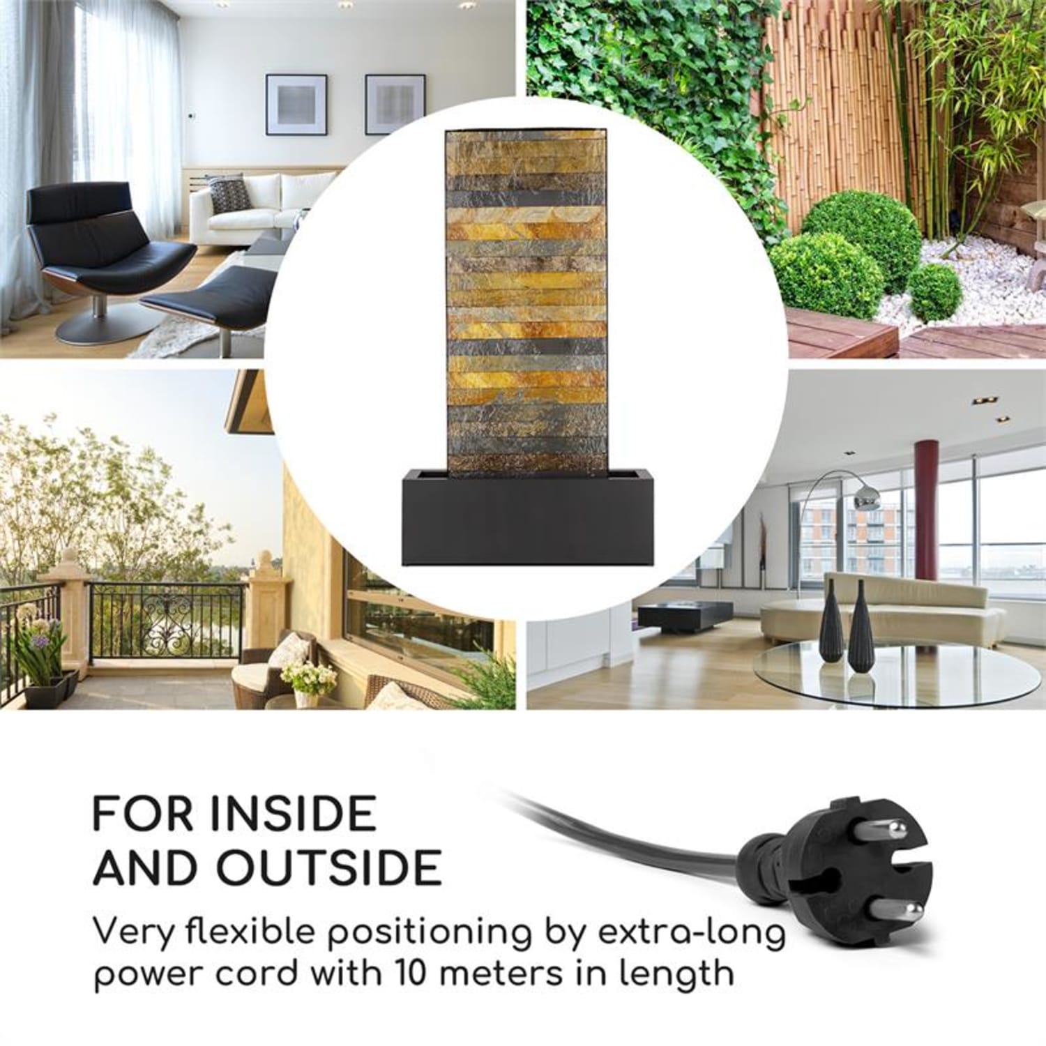 Raincastle Gartenbrunnen 12 LEDs 8W IPX8 Indoor & Outdoor 