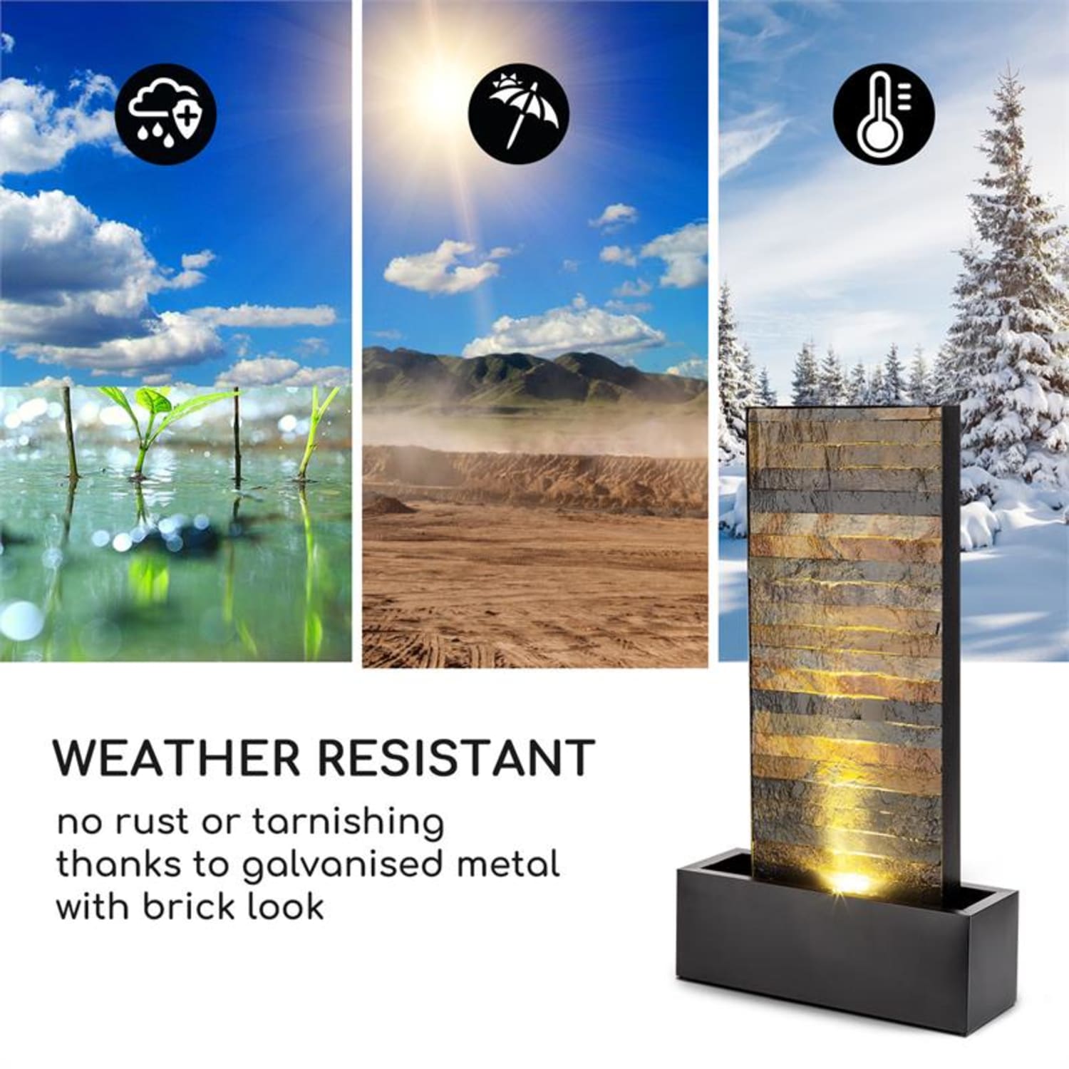 Raincastle Gartenbrunnen 12 LEDs 8W IPX8 Indoor & Outdoor 
