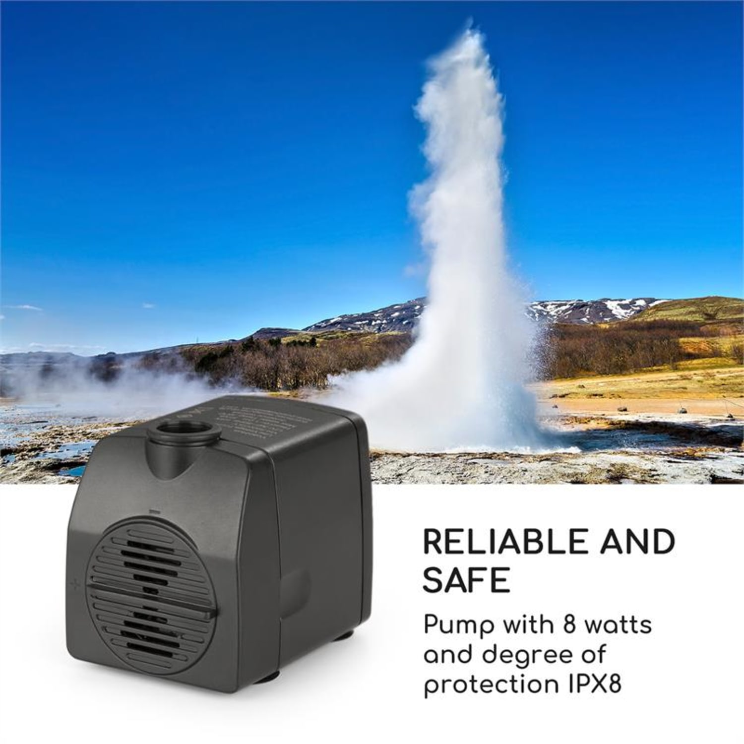 Raincastle Gartenbrunnen 12 LEDs 8W IPX8 Indoor & Outdoor 