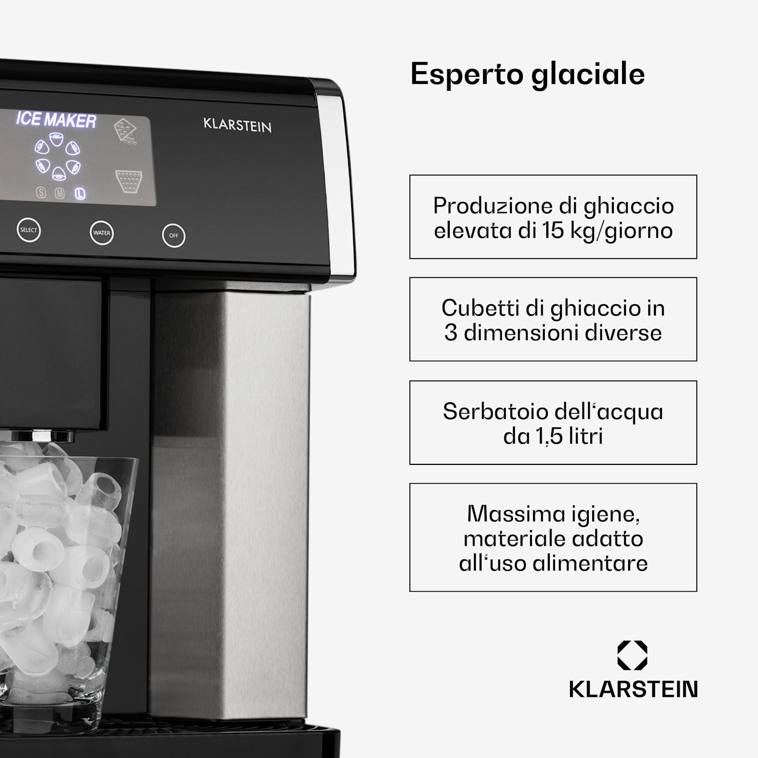 Eiszeit Macchina del Ghiaccio Acciaio Inox 3 Dimensioni argento 