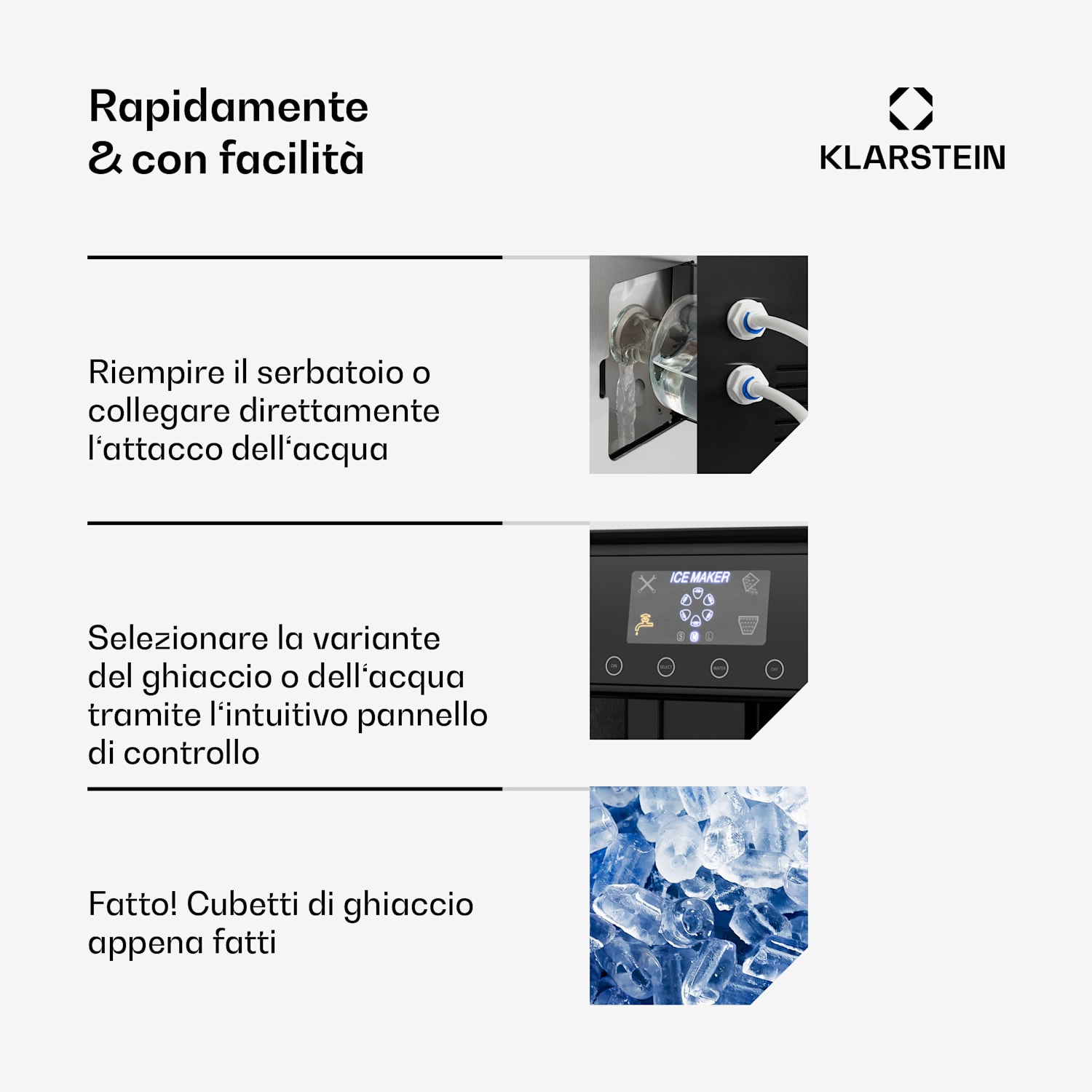 Eiszeit Macchina del Ghiaccio Acciaio Inox 3 Dimensioni argento 