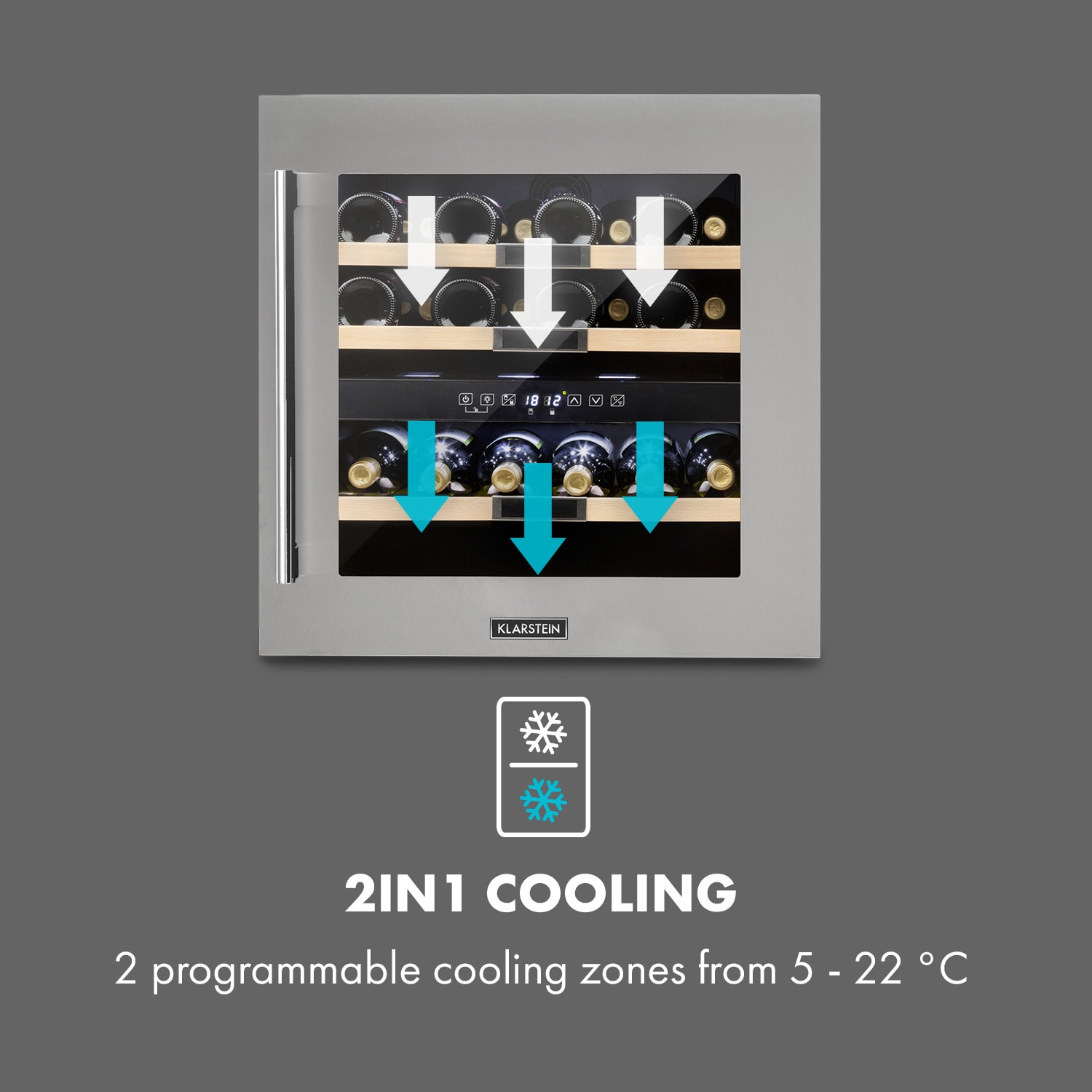 Vinsider 36 wine fridge 2 cooling zones 5-22°C 85l stainless steel 36 bottles | 2 cooling zones | Stainless Steel
