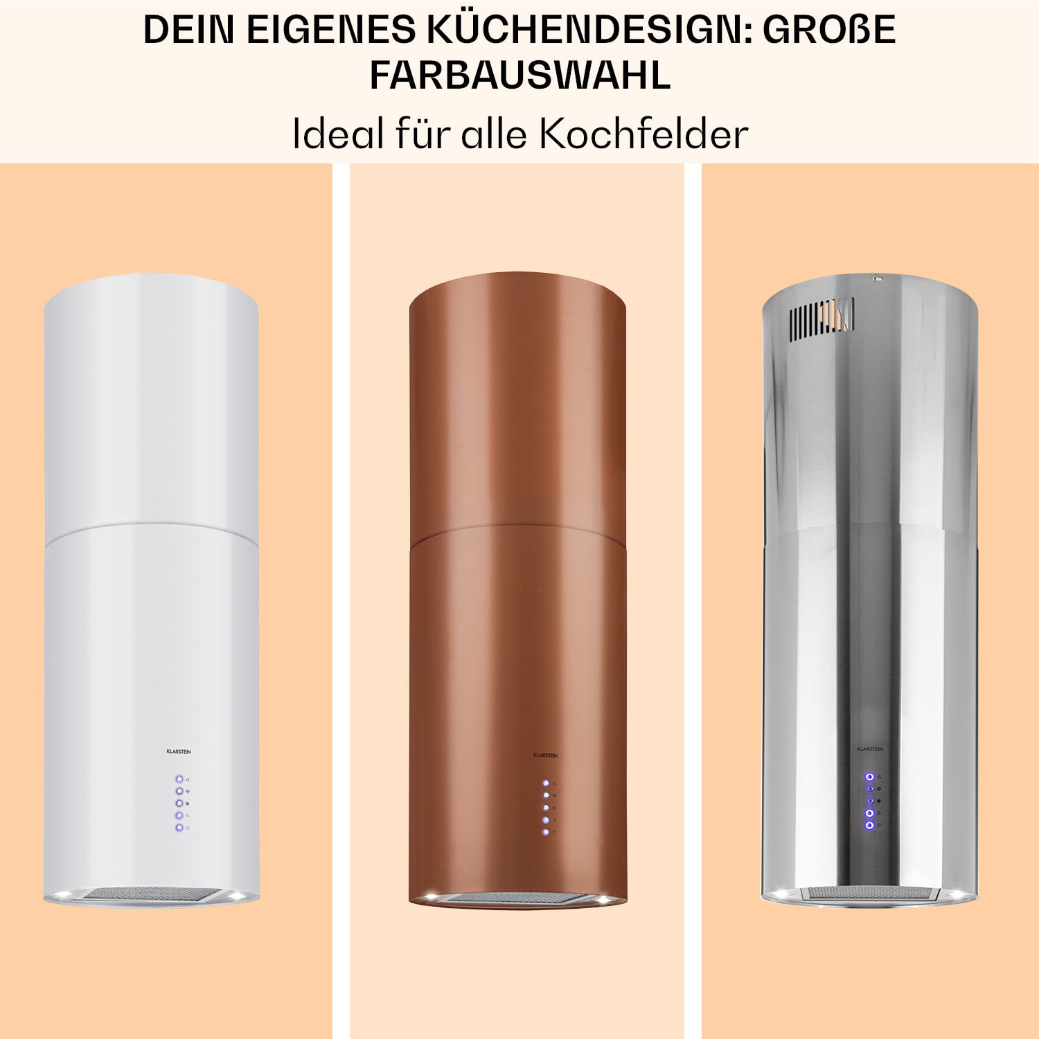 Beretta Inselabzugshaube Ø35cm 650m³/h LED inkl. Aktivkohlefilter Schwarz