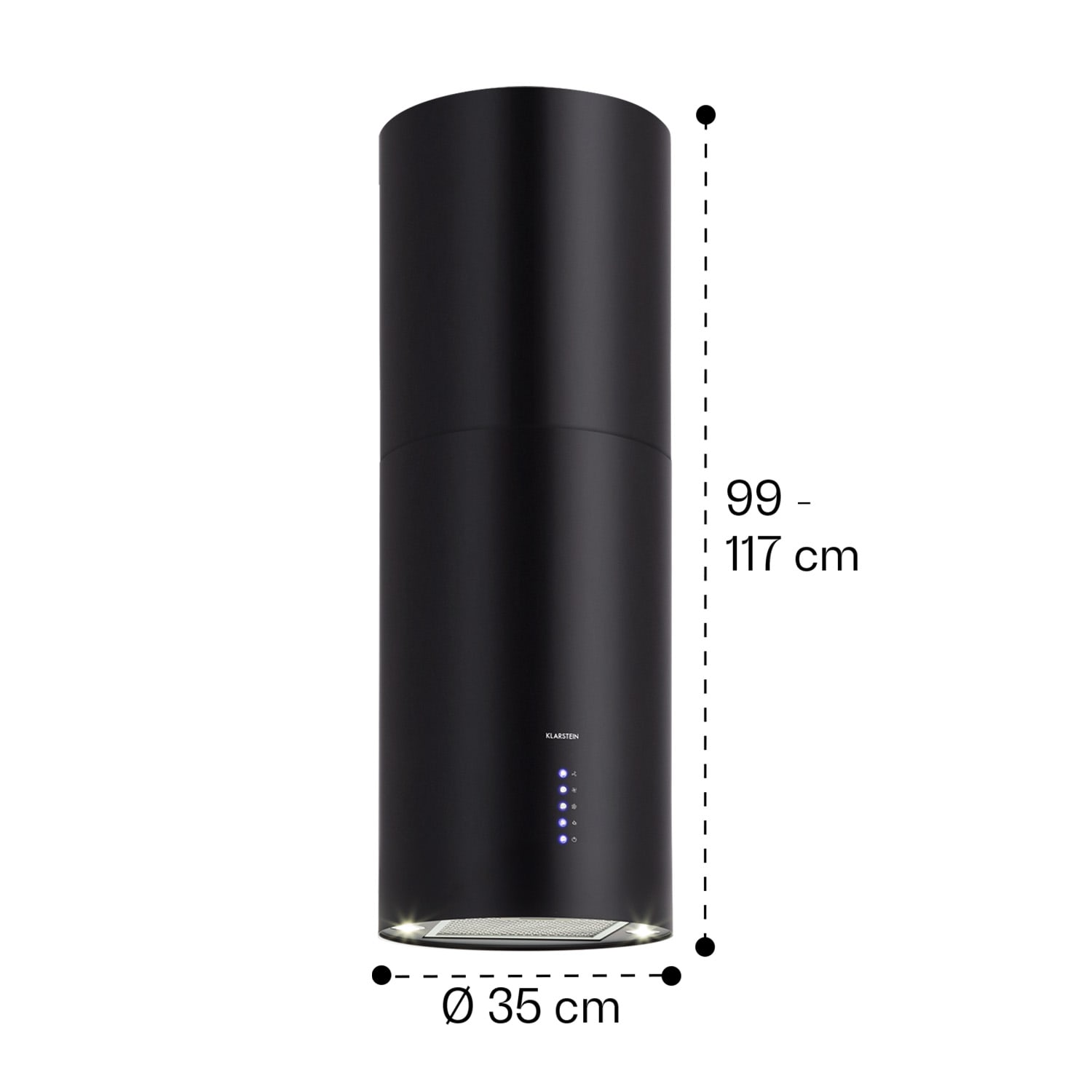 Klarstein Beretta cappa aspirante a isola Ø35cm a ricircolo 650m³/h LED nero Nero