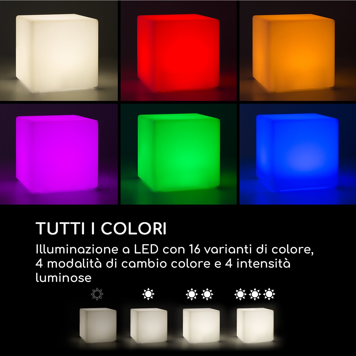 Shinecube XL Cubo Luminoso 40x40x40cm 16 LED a Colori 4 Modalità bianco 