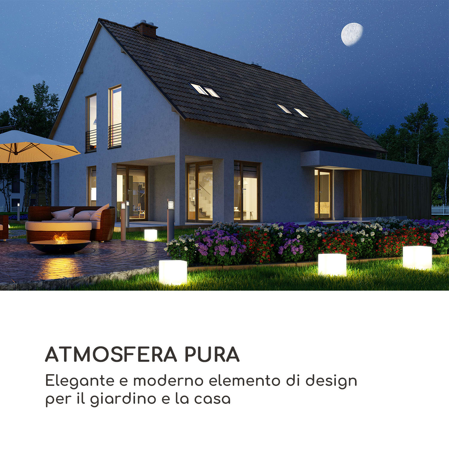 Shinecube XL Cubo Luminoso 40x40x40cm 16 LED a Colori 4 Modalità bianco 