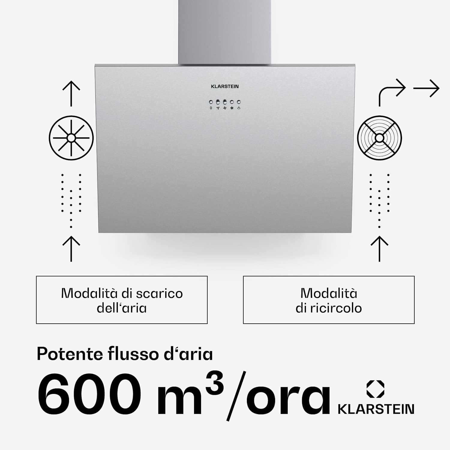 Silver Lining 60 Cappa Aspirante 60cm 600m³/h Classe A Acciaio Inox 60 cm