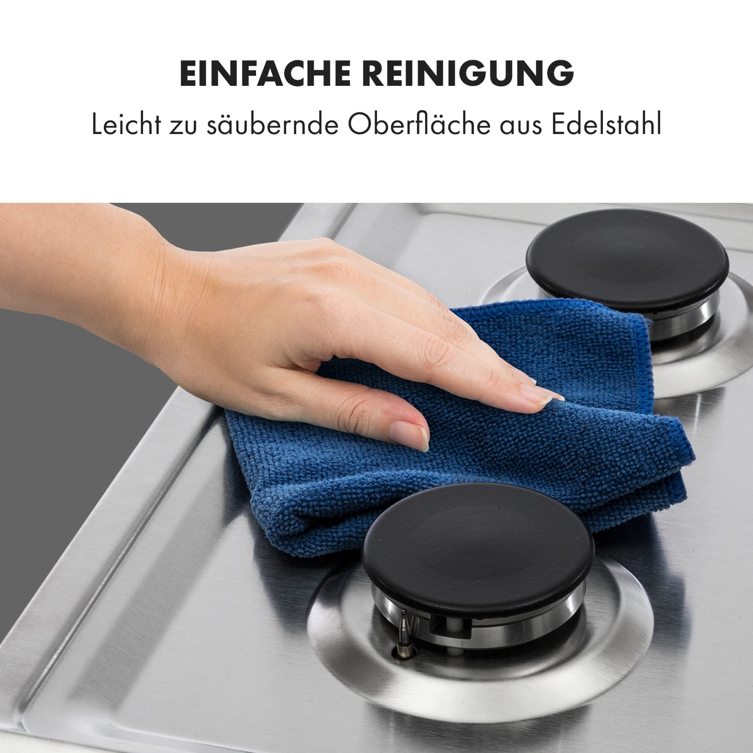 Ignito 4 Zonen Gaskochfeld 4-flammig Sabaf-Brenner Edelstahl silber 60 cm | Edelstahl | Silber