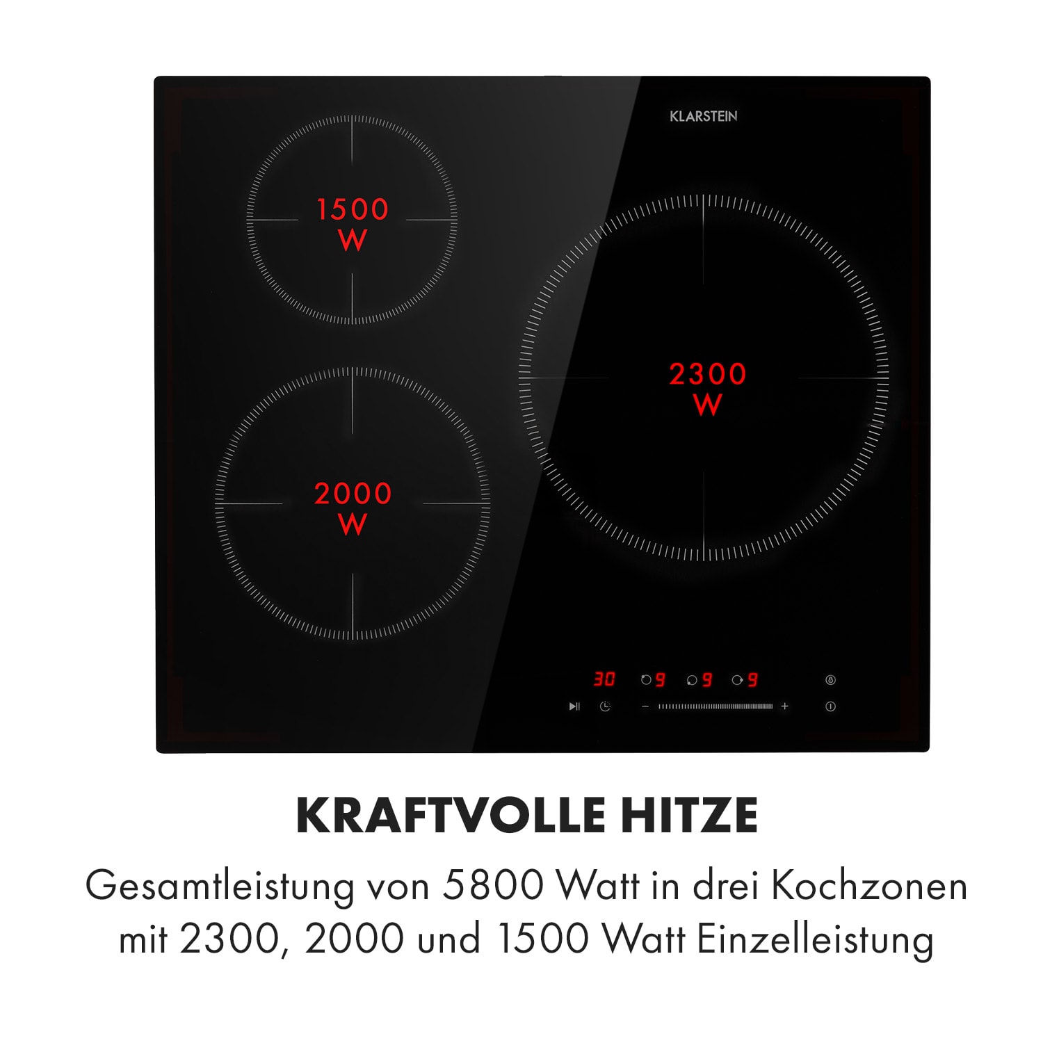 Delicatessa 3 Induktionskochfeld 3 Zonen 5800W Glaskeramik schwarz 