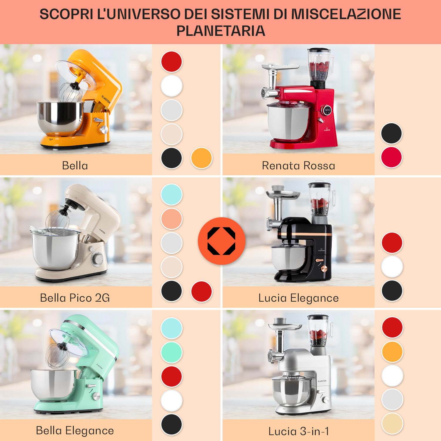 Bella Elegance Robot da cucina 1800 W/2,7 CV 5,2 litri acciaio inox senza BPA Bianco