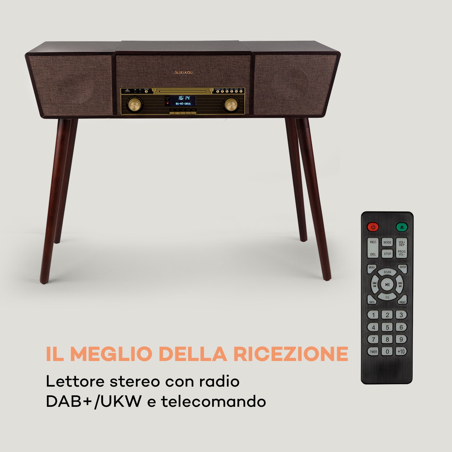 Belle Epoque 1912 giradischi retrò CD BT USB DAB+/FM marrone 