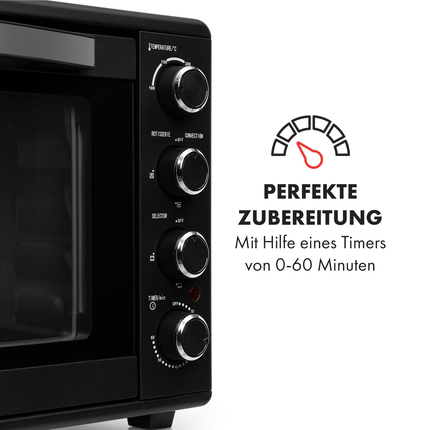 Masterchef 60 Mini-Backofen 60l 2000W 100-230 °C Timer schwarz 60 Ltr | Schwarz