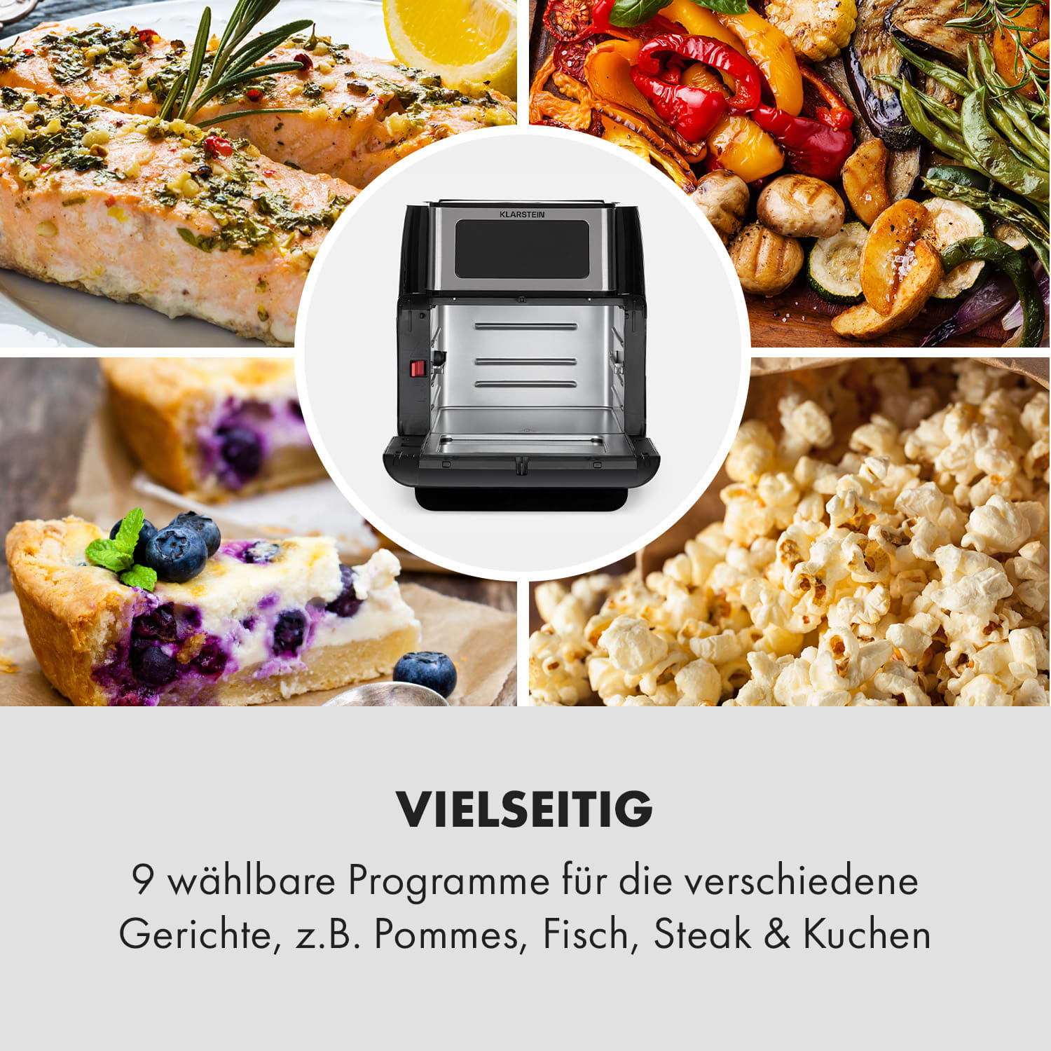 AeroVital Fry Friggitrice ad Aria 1500W 10l 9 Programmi nero/argento 