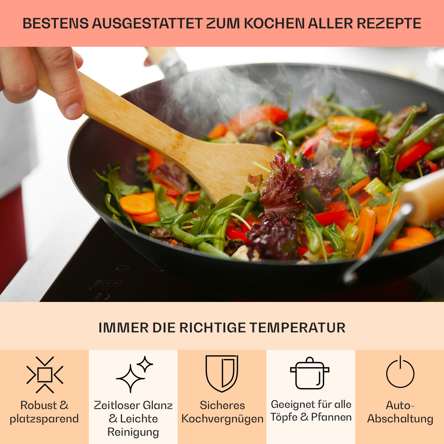EasyCook Keramikkochfeld 6100W Drehregler schwarz 