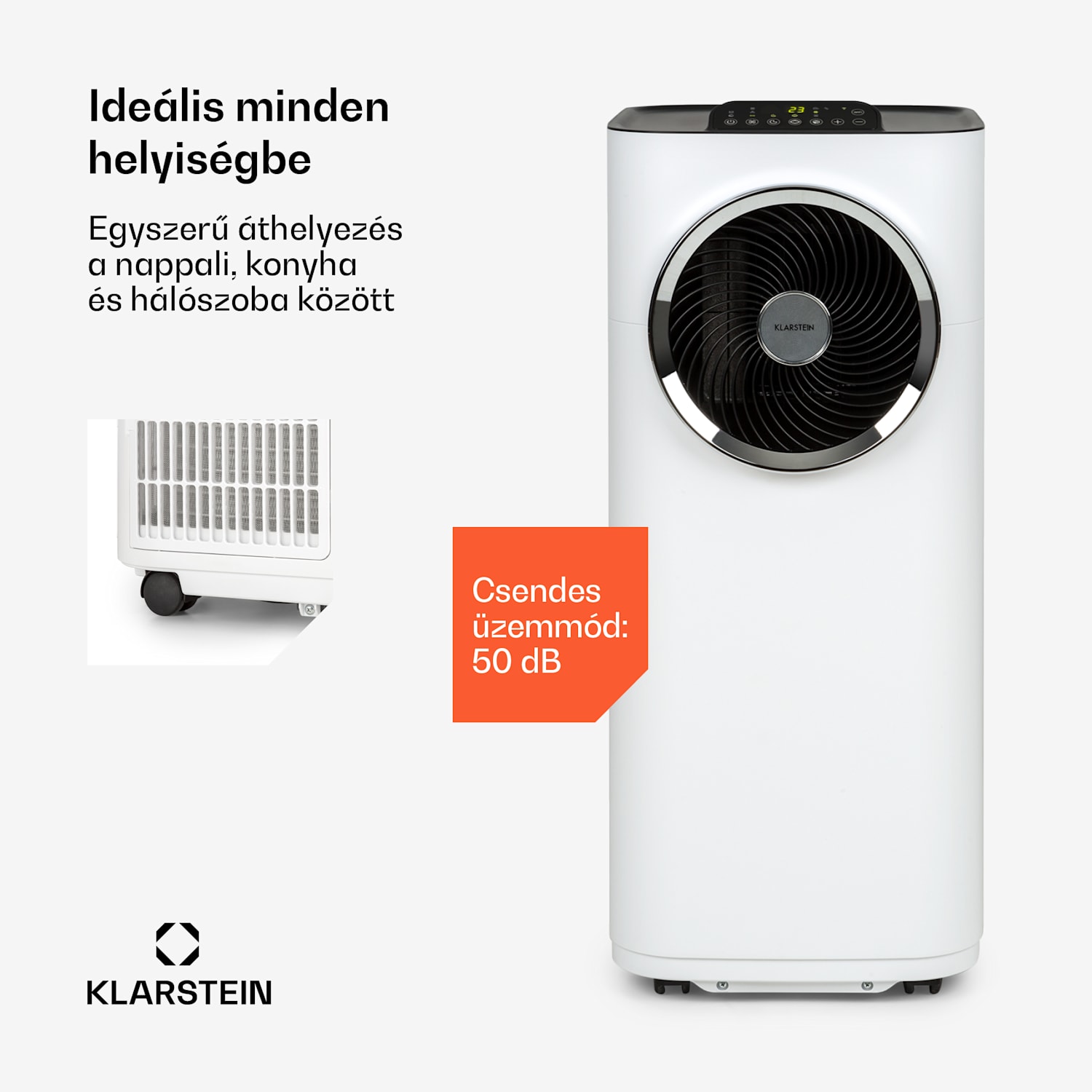 Kraftwerk Smart 12K, mobil klíma, 3 az 1-ben, 12 000 BTU, irányítás alkalmazás által, fehér 