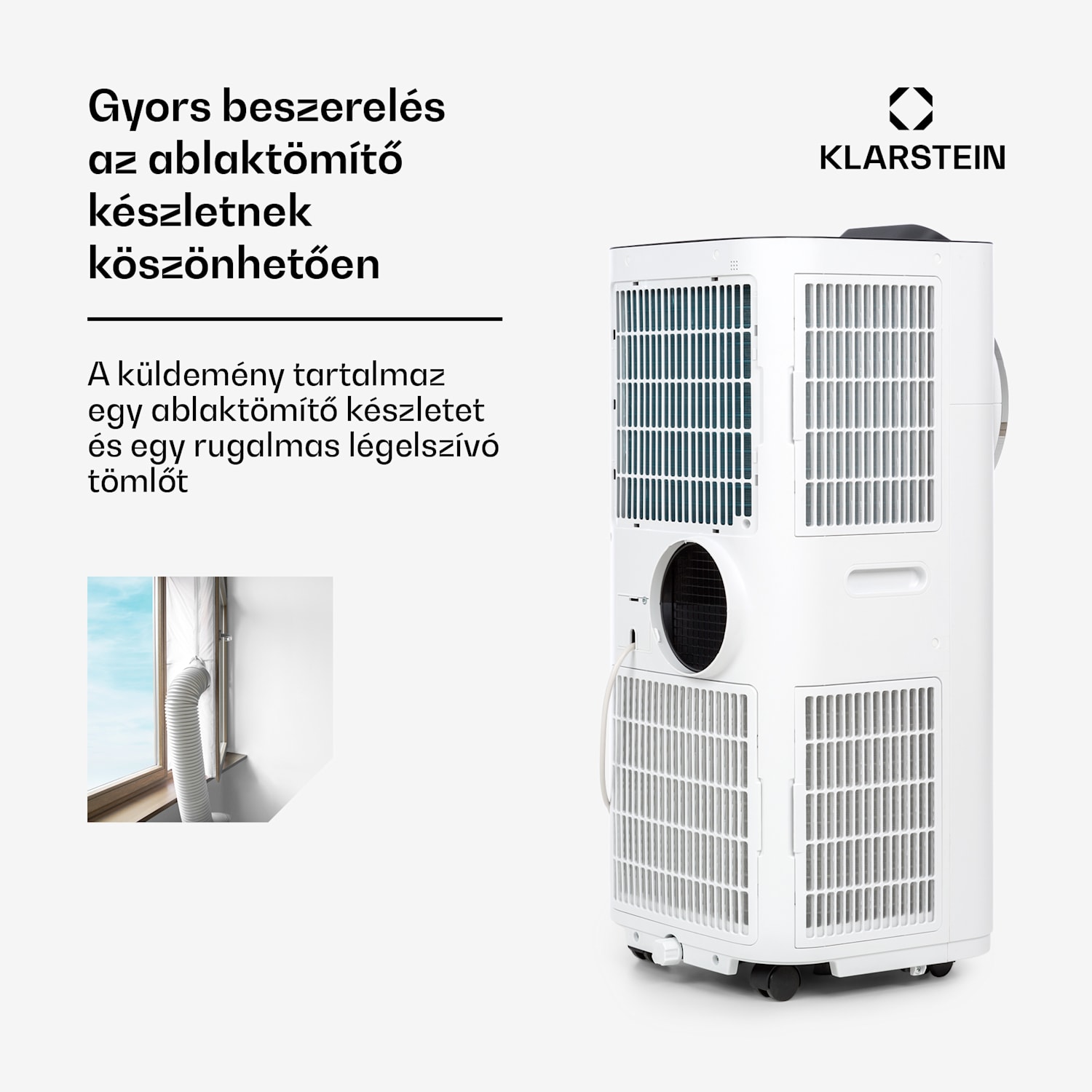 Kraftwerk Smart 12K, mobil klíma, 3 az 1-ben, 12 000 BTU, irányítás alkalmazás által, fehér 
