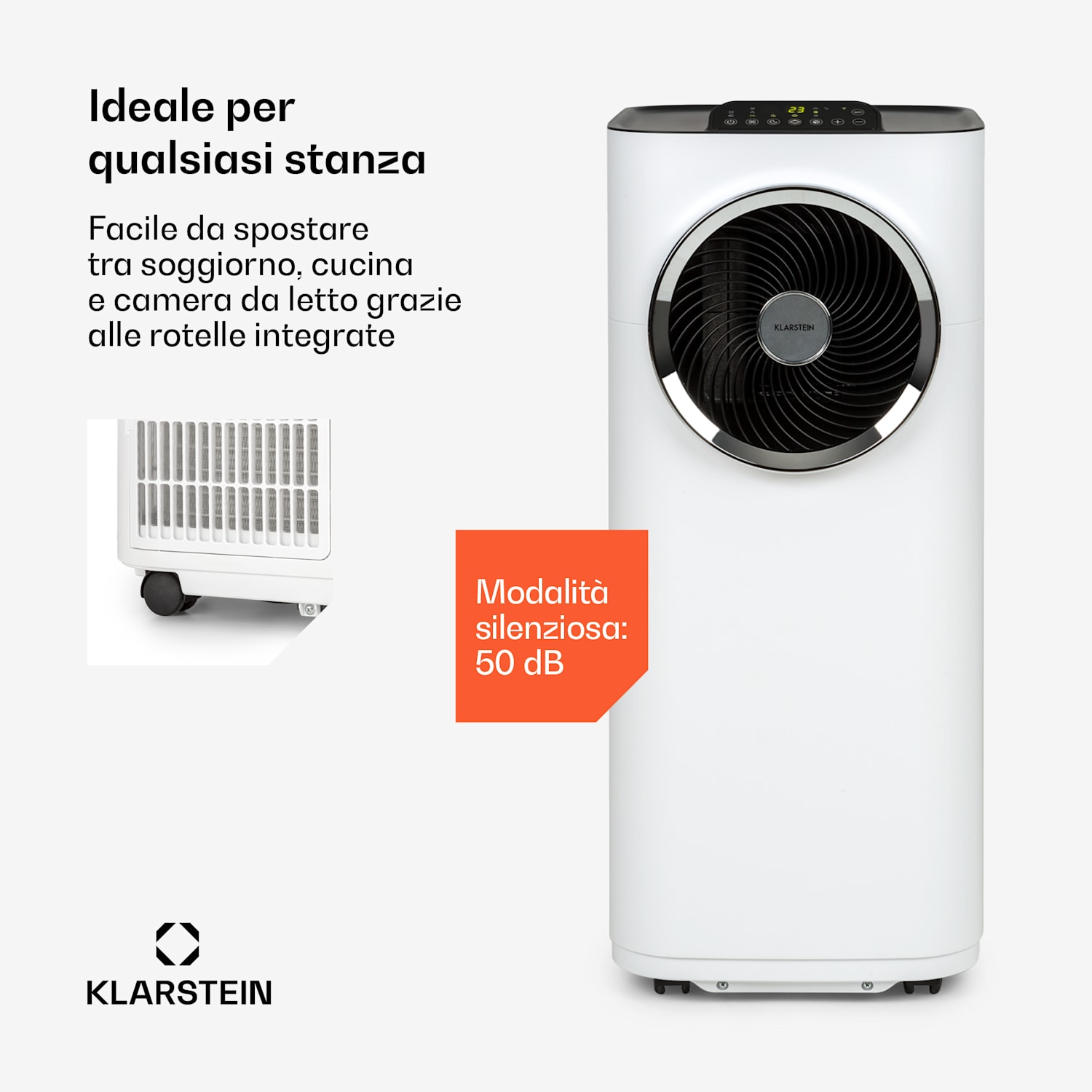 Klarstein Kraftwerk Smart 12K - Climatizzatore 3 in 1, 12.000 BTU, controllo via app, telecomando 12.000 BTU | Bianco