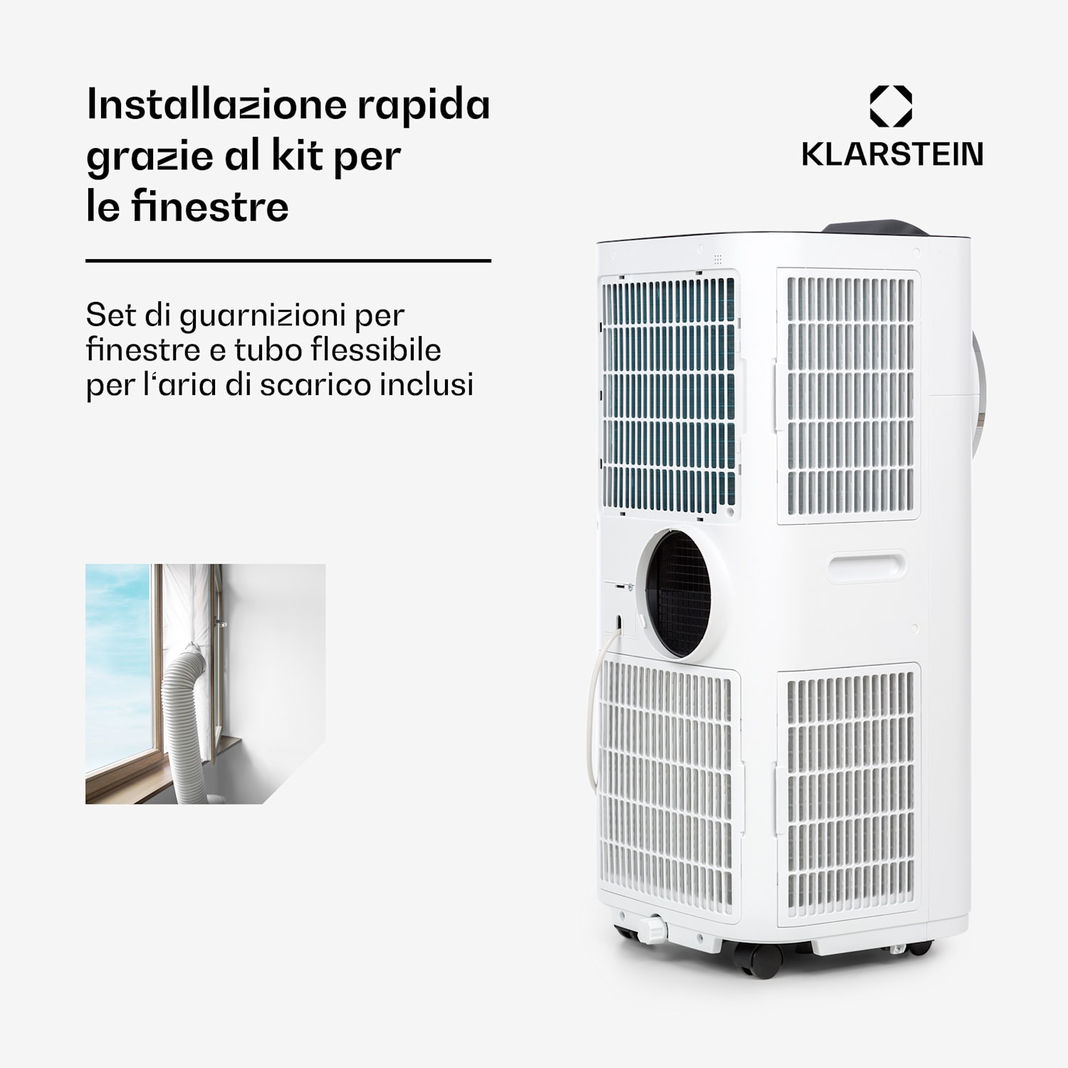 Klarstein Kraftwerk Smart 12K - Climatizzatore 3 in 1, 12.000 BTU, controllo via app, telecomando 12.000 BTU | Bianco