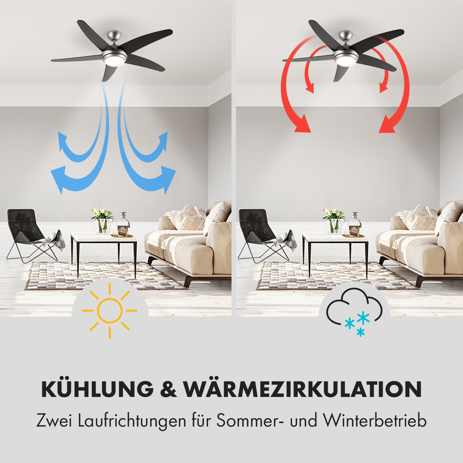 Bolero ventilatore da soffitto 2 in 1 134cm lampada 55W telecomando nero 