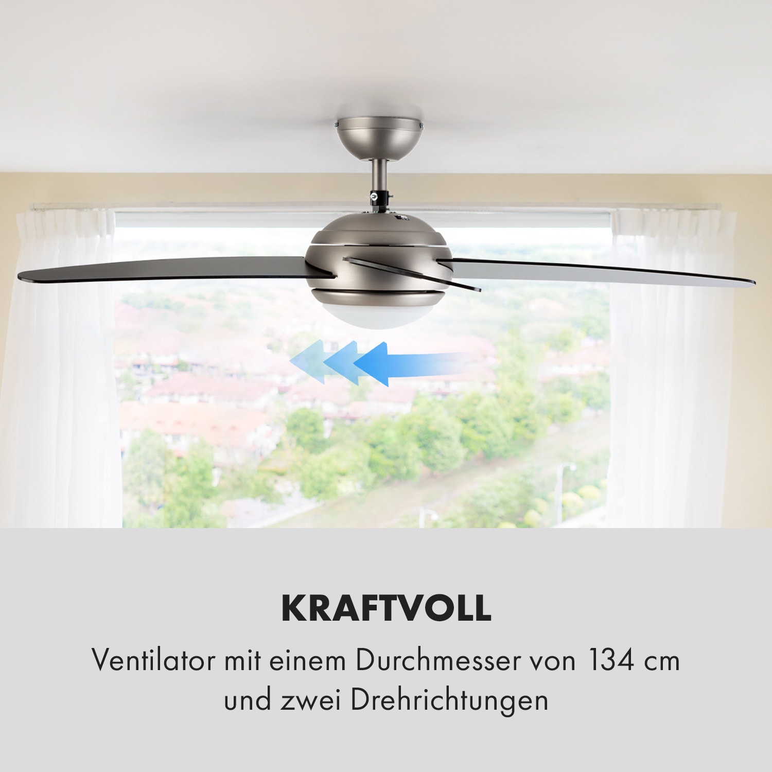 Bolero ventilatore da soffitto 2 in 1 134cm lampada 55W telecomando nero 