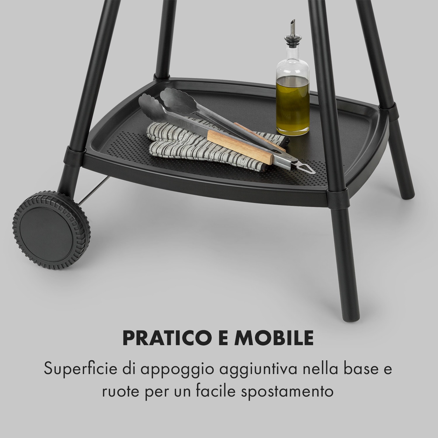 Gatsby grill elettrico 2000W superficie barbecue antiaderente tavoli laterali nero Nero